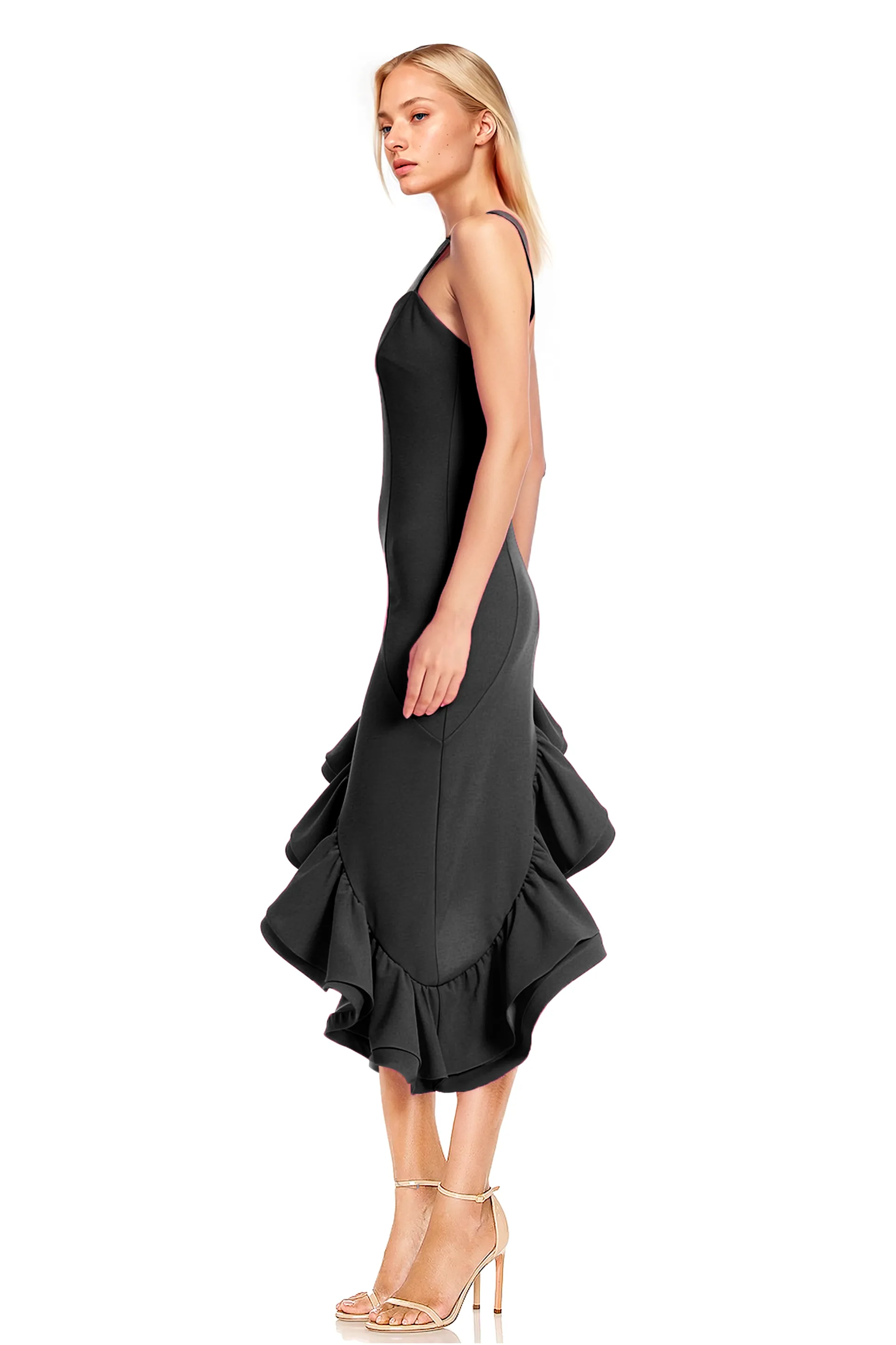 Cha-Cha Asymmetrical Ruffle Dress