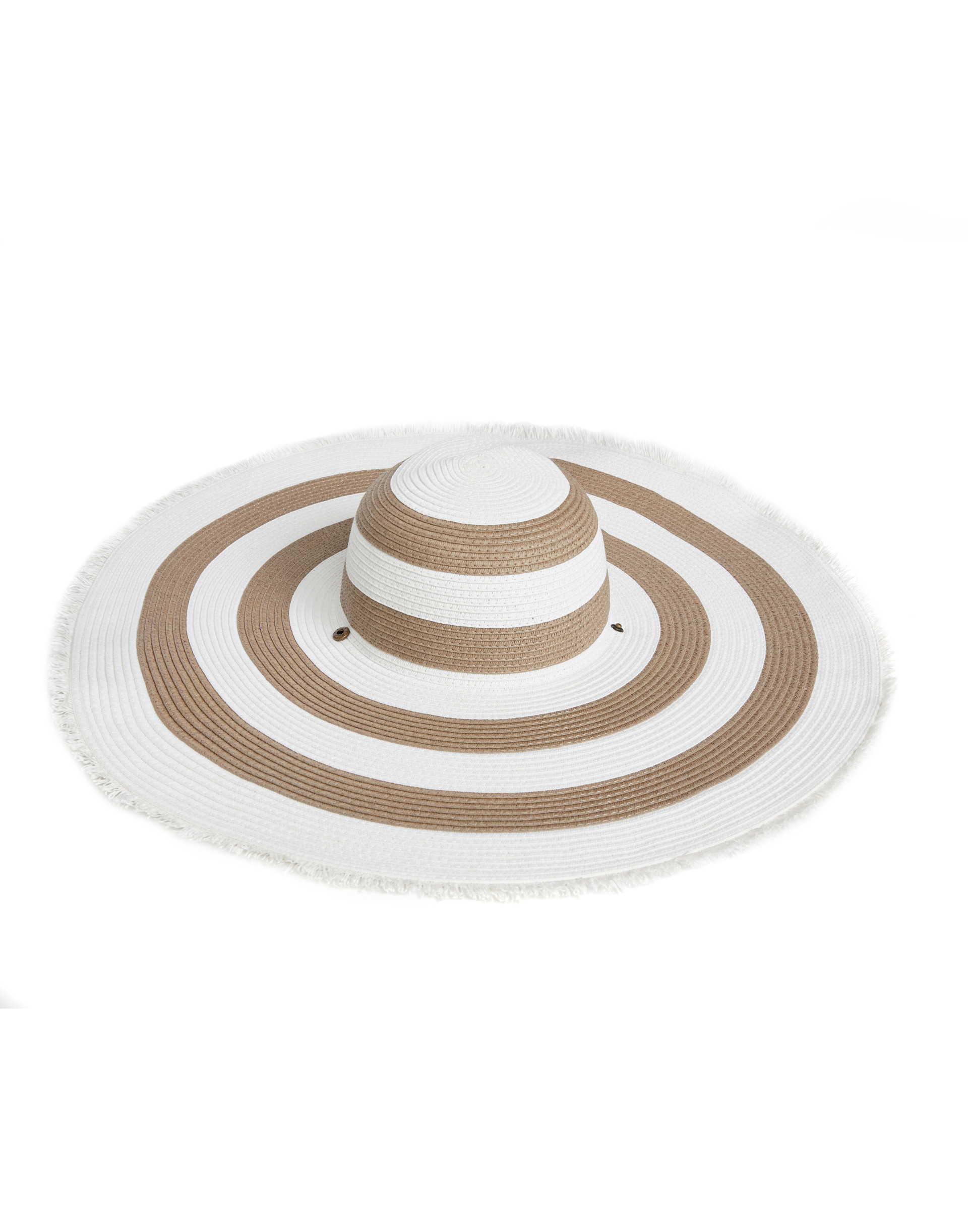 Maxi Striped Floppy Hat with Raw Edges