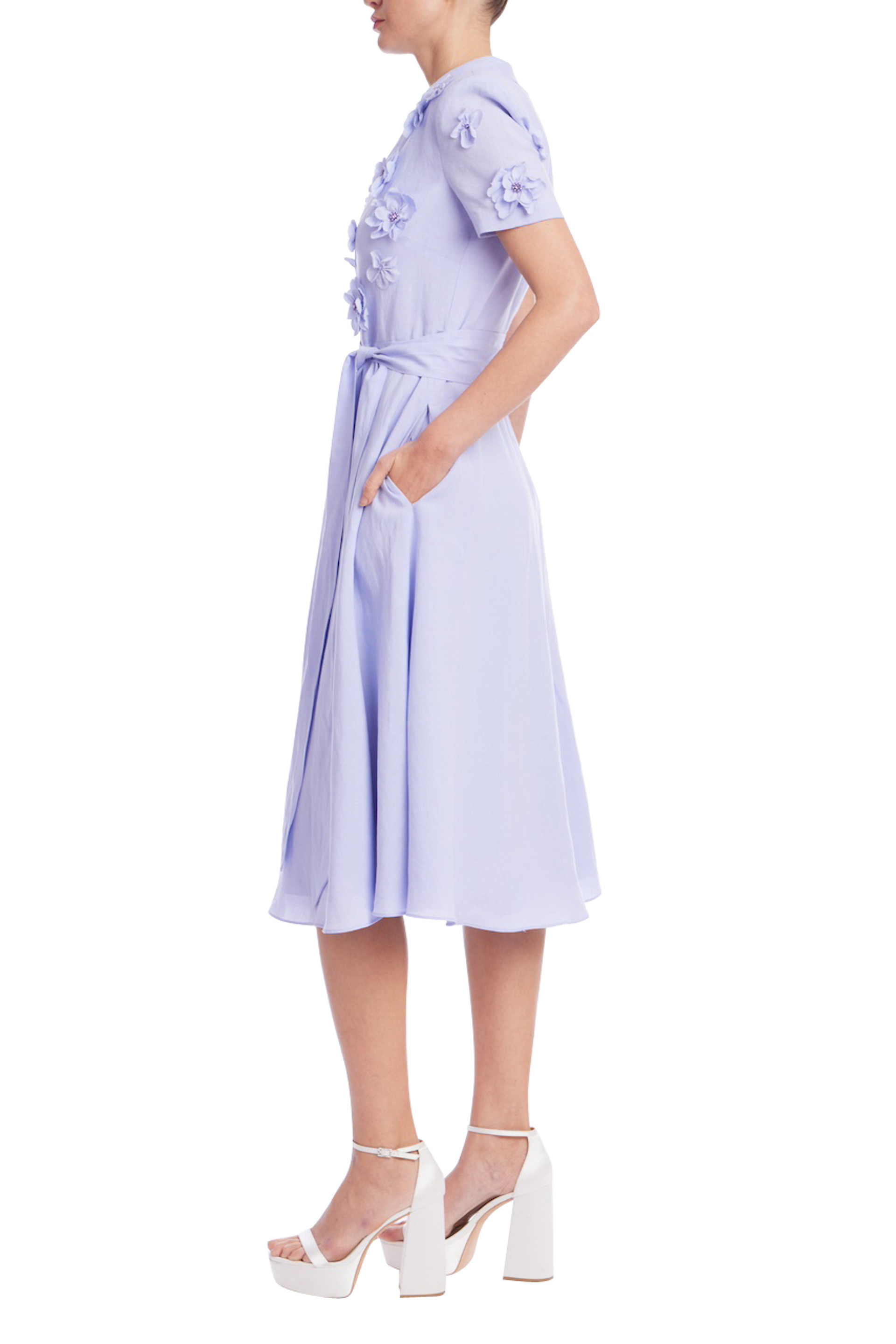 Lavender Bloom Embroidered Midi Dress