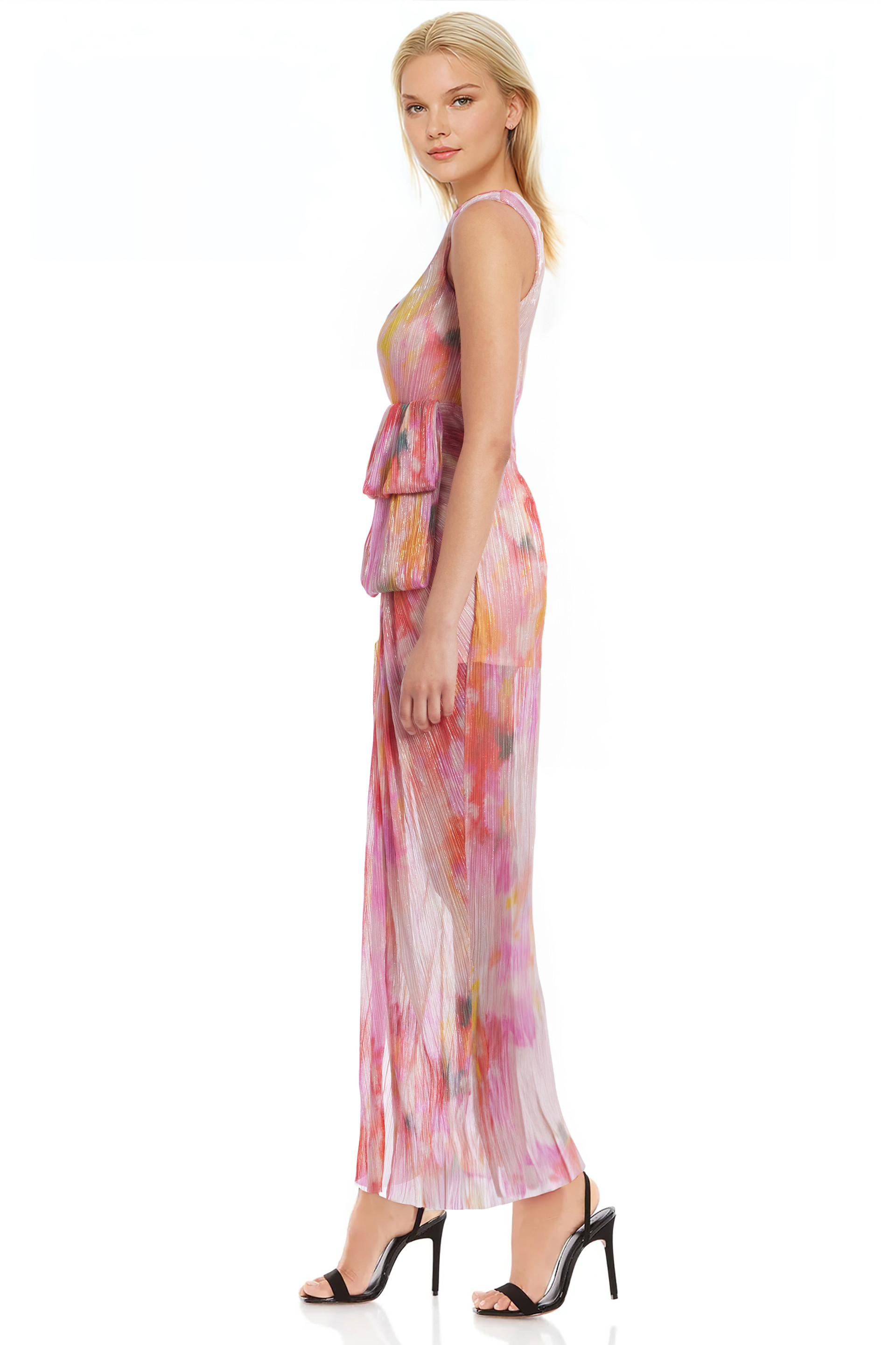 Debbie Printed One-Shoulder Gown