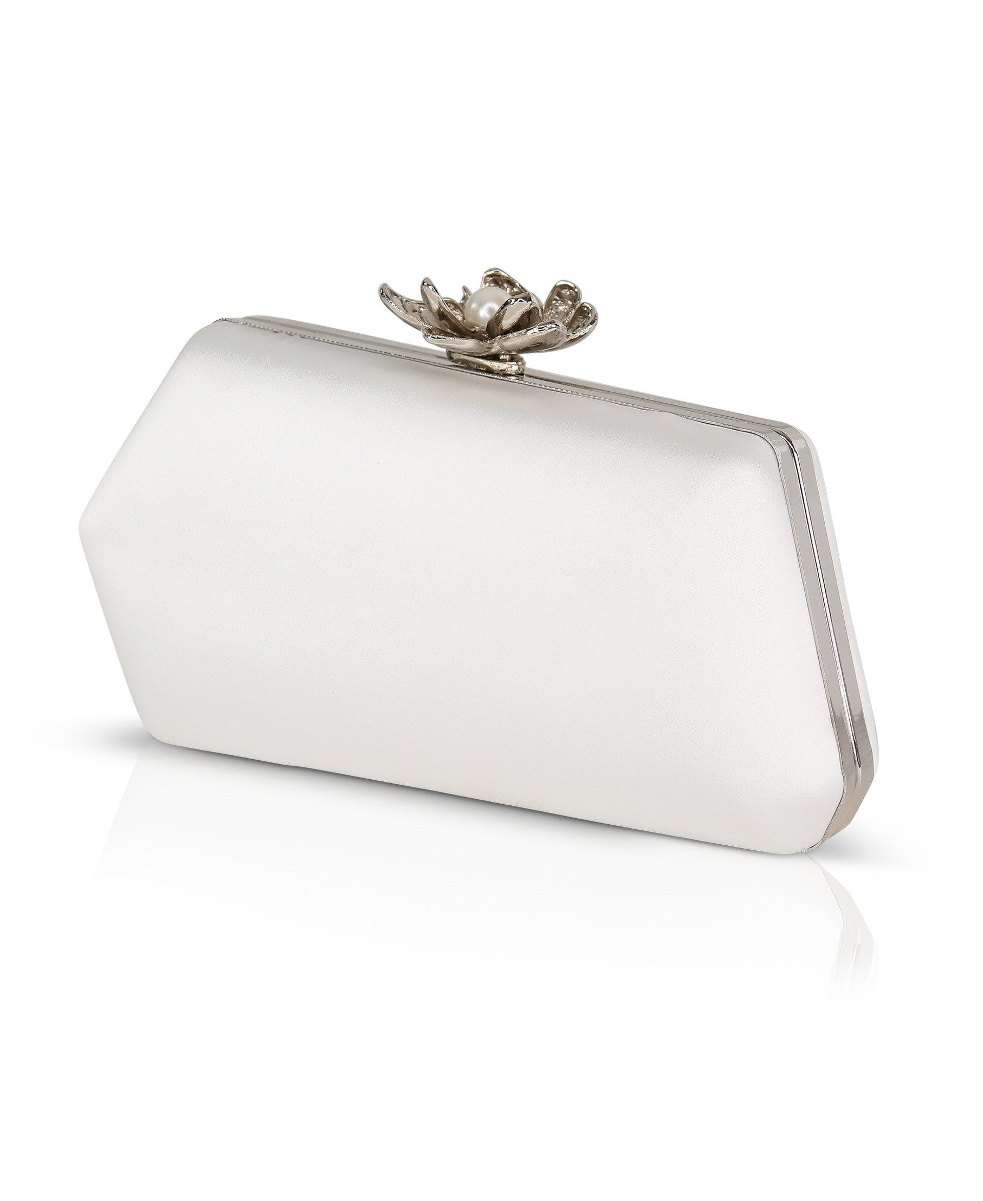 Clementine Asymmetrical Minaudiere With Floral Pearl Clasp