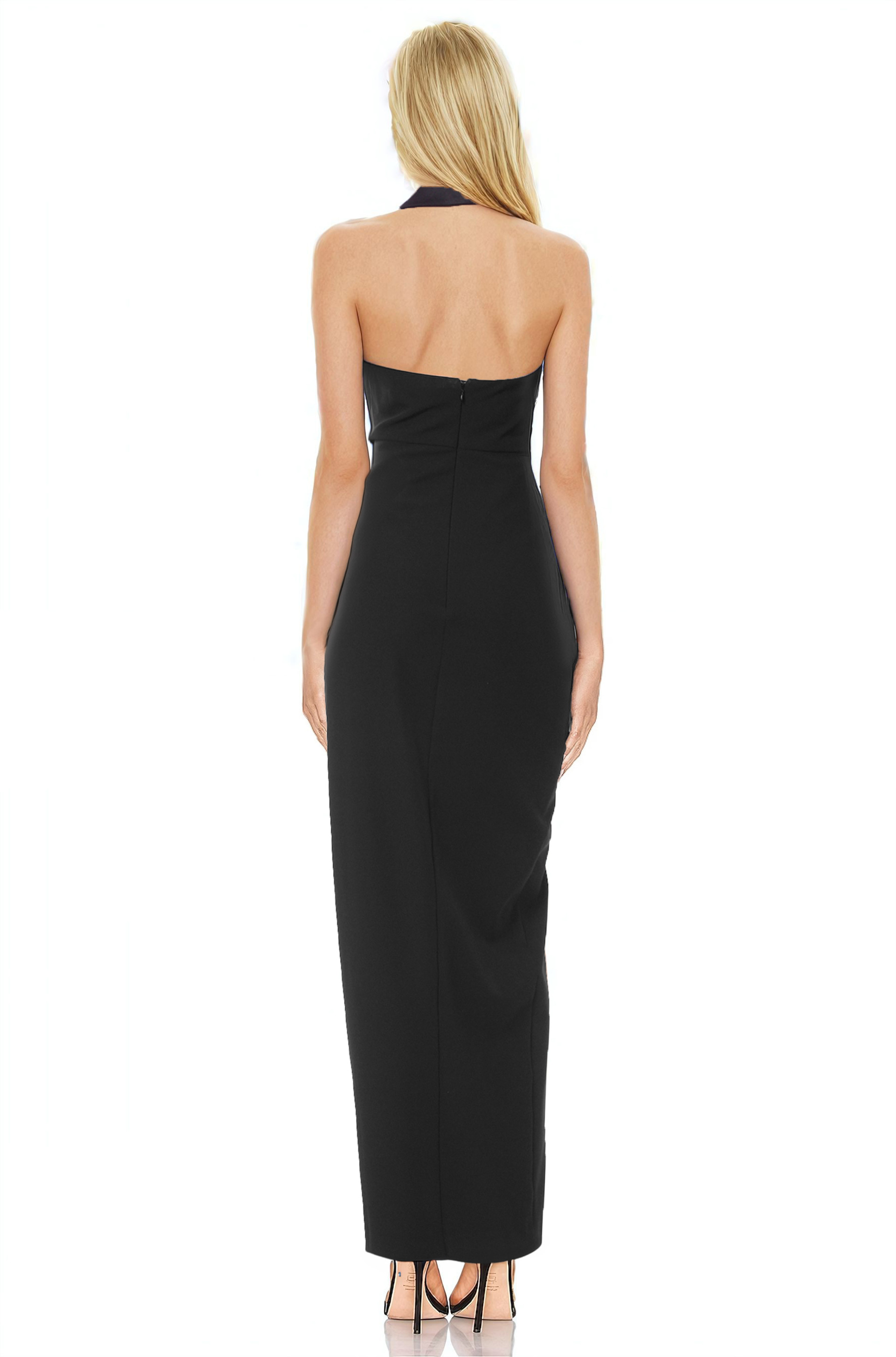 Bianca Sleeveless Halter Tuxedo Gown