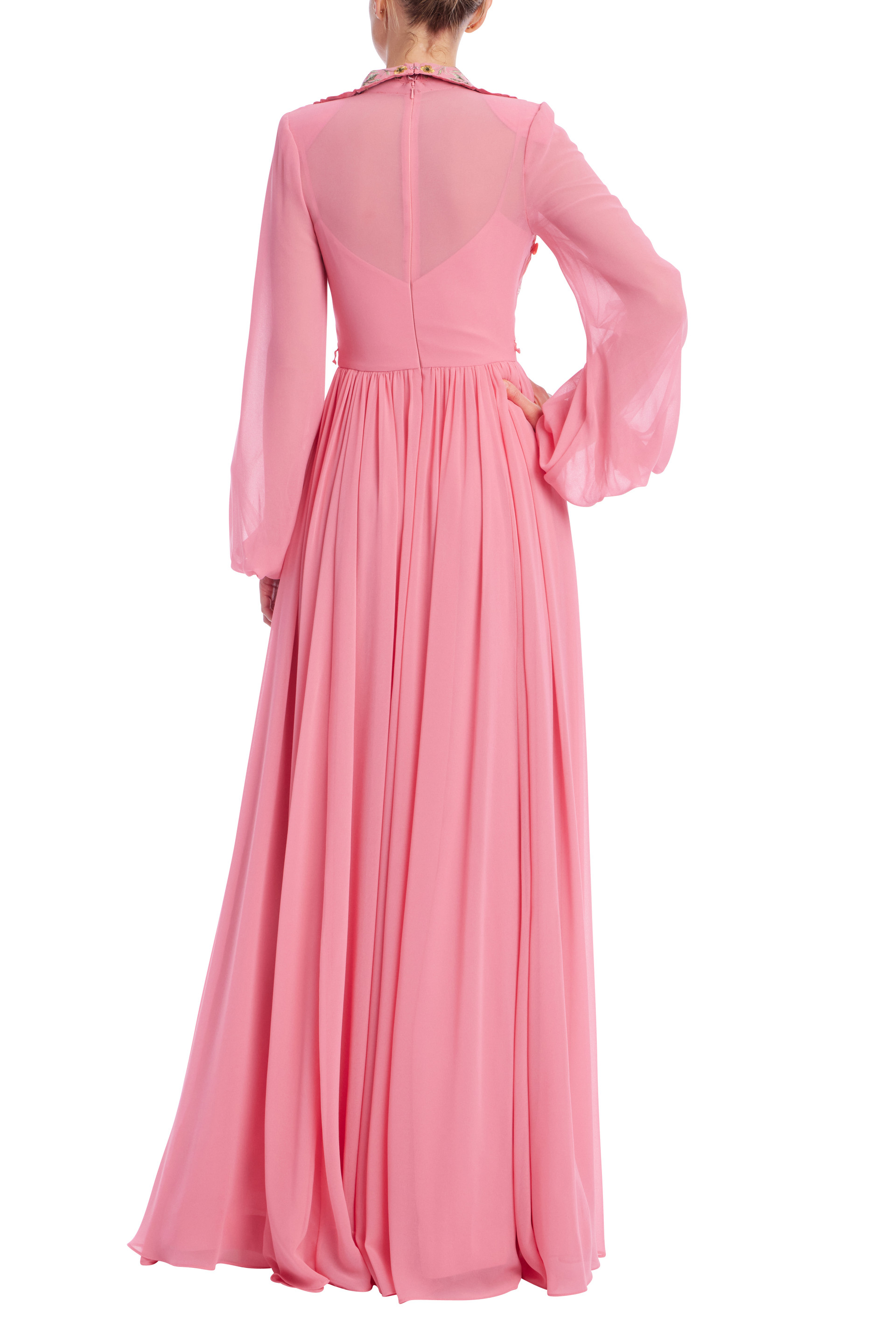 Floral Embroidered Shirt Gown