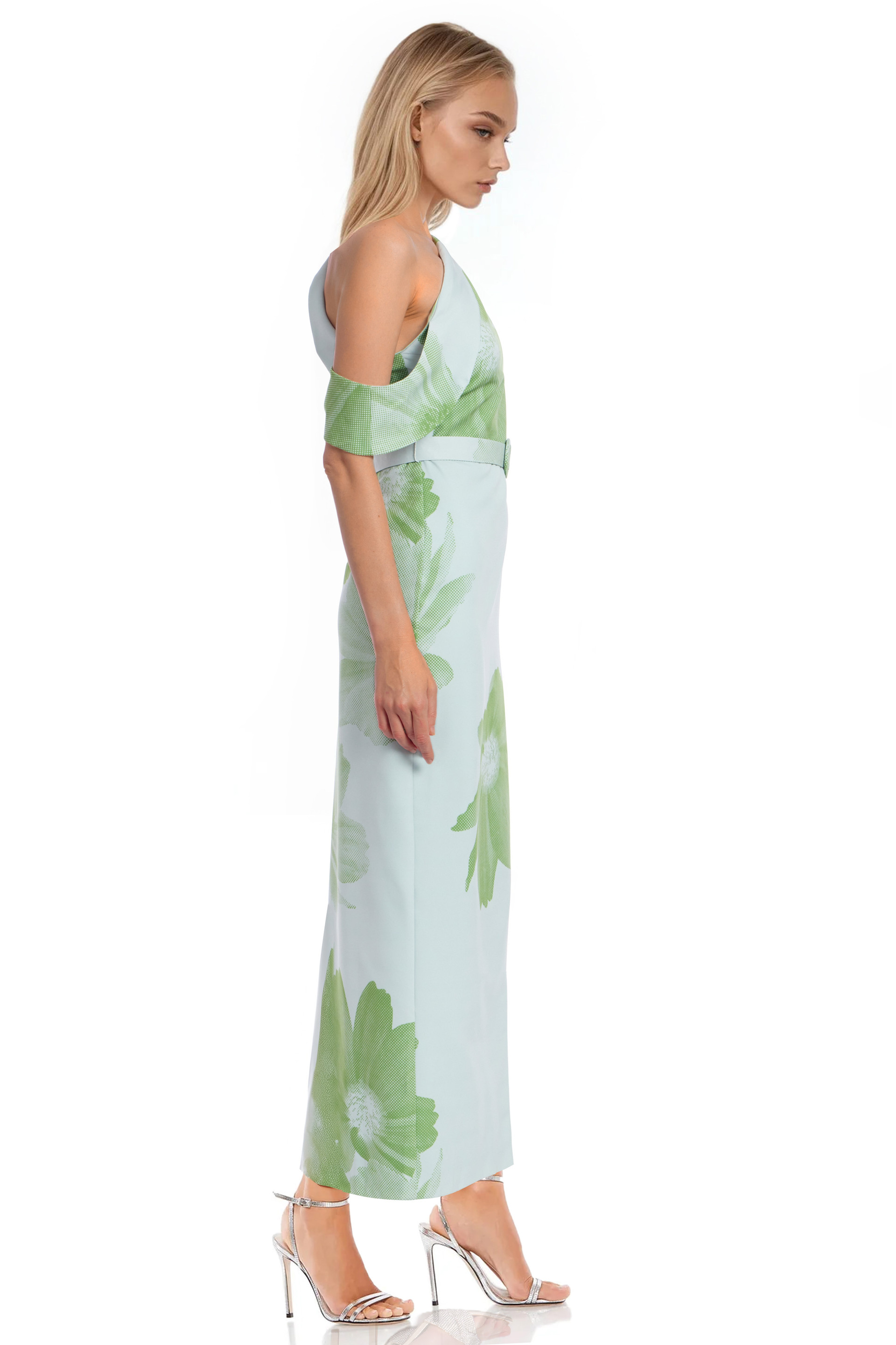 Elena Draped One Shoulder Sheath Gown