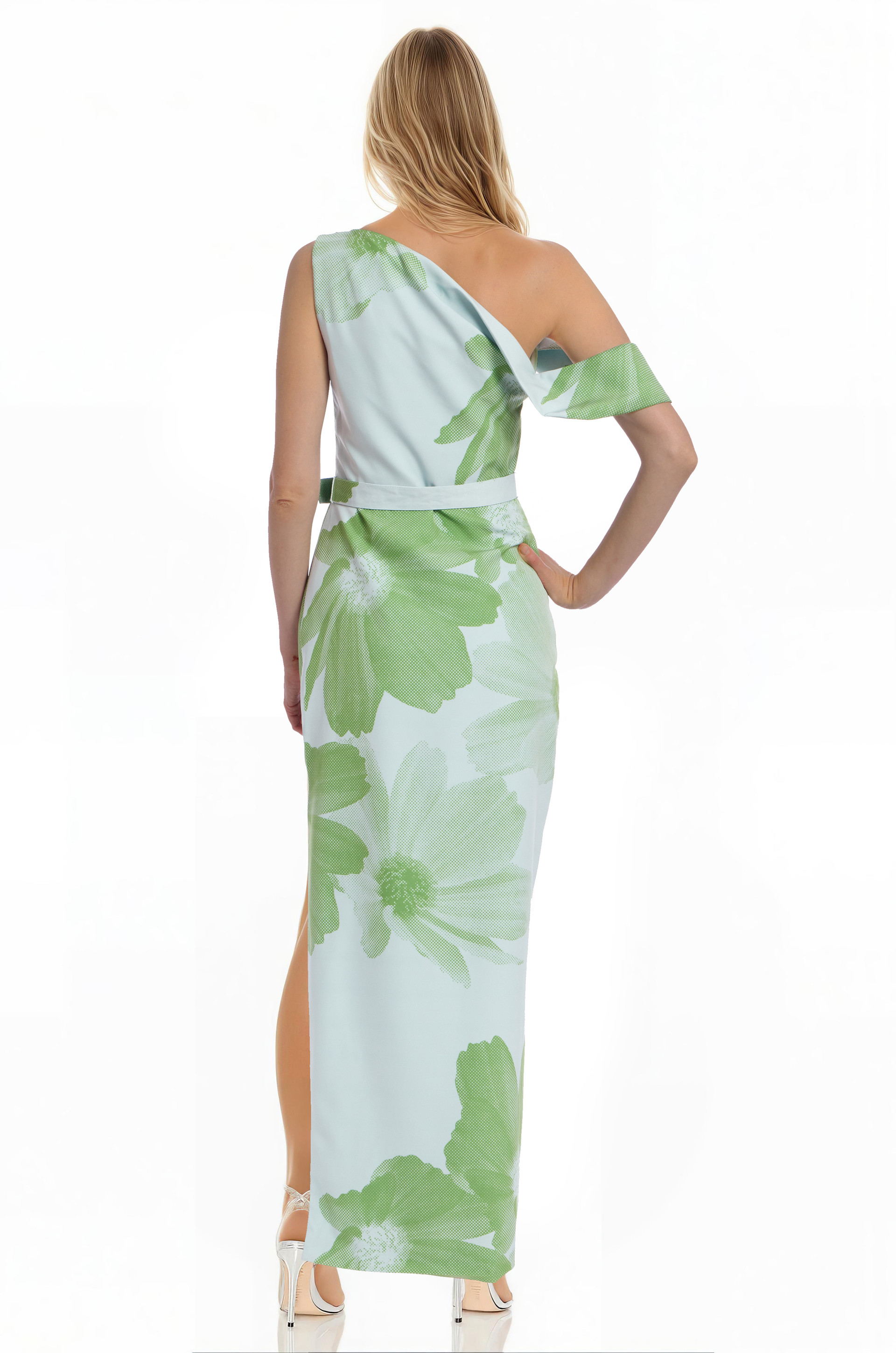 Elena Draped One Shoulder Sheath Gown
