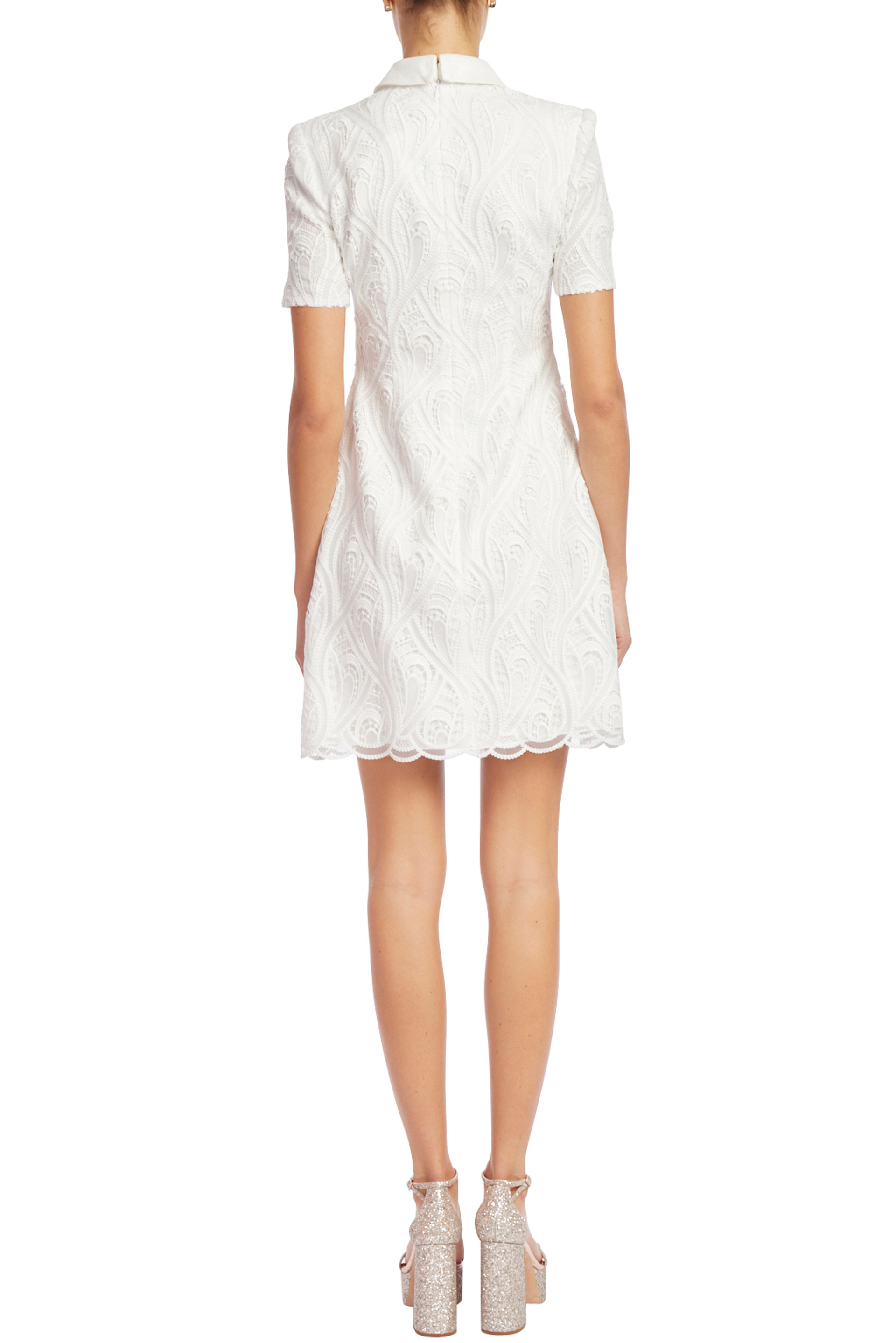 Lace Bow-Front Mini Dress with Pockets