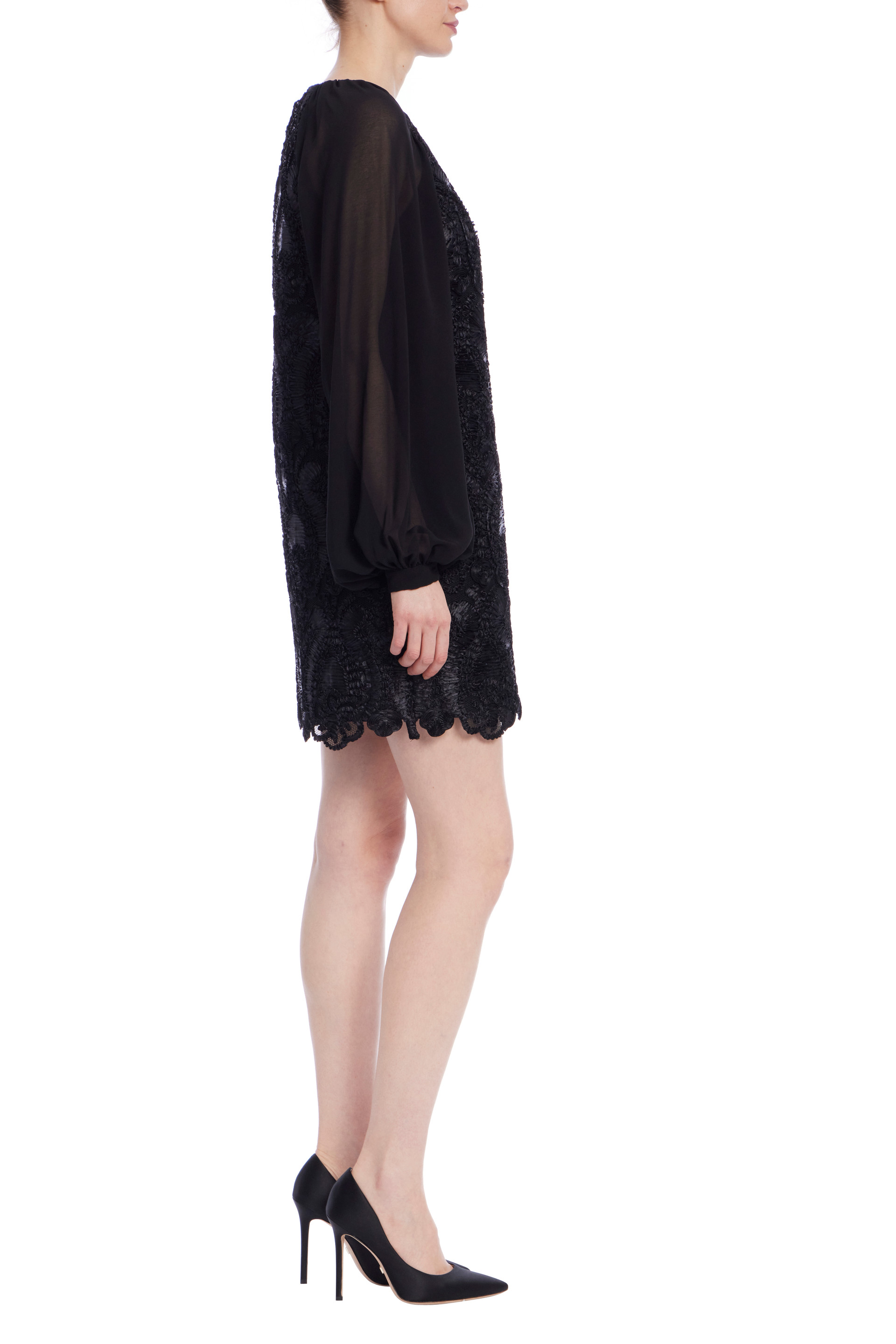 Sheer Sleeve Mini Sheath Dress