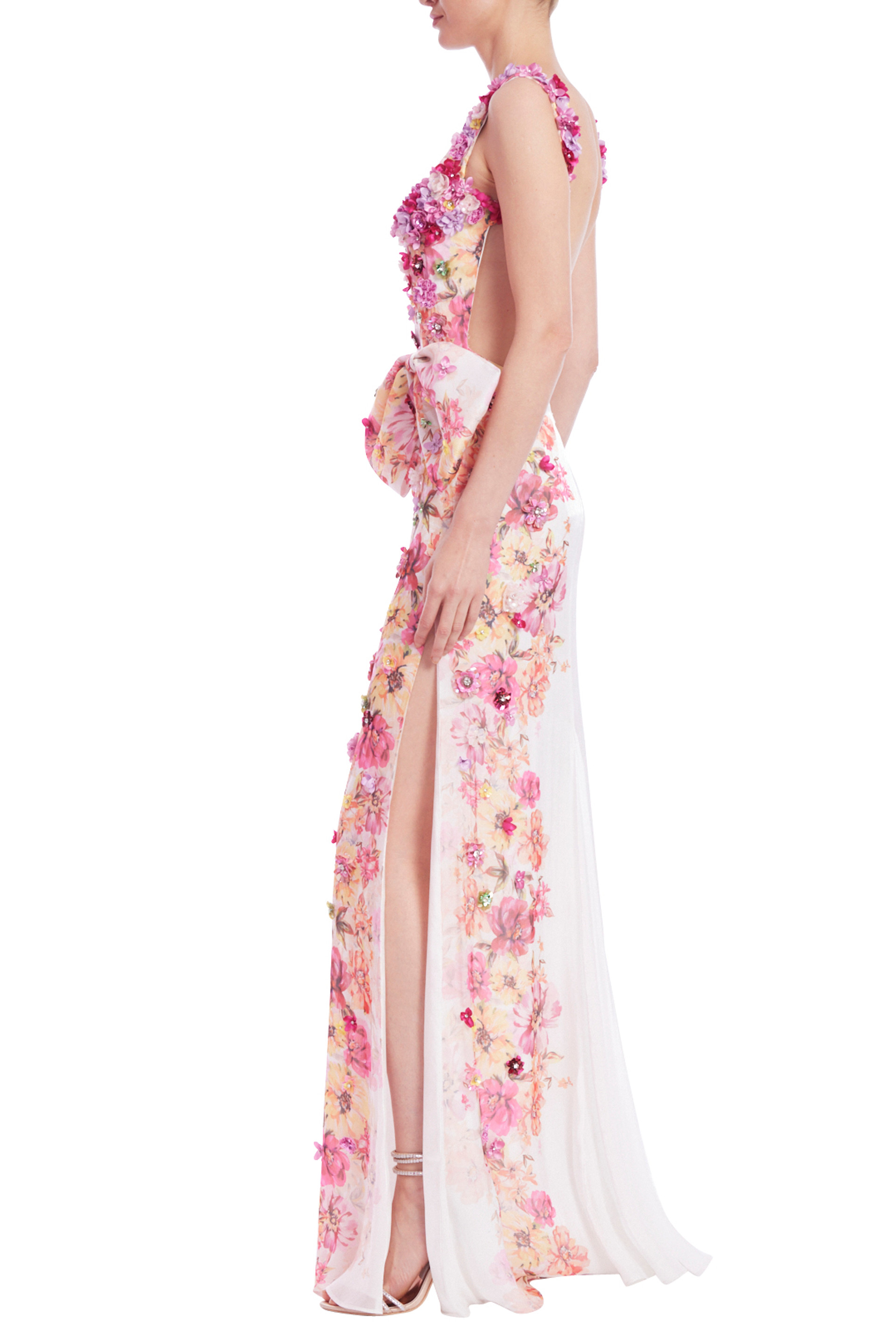 Placed Floral Embellishment Gown