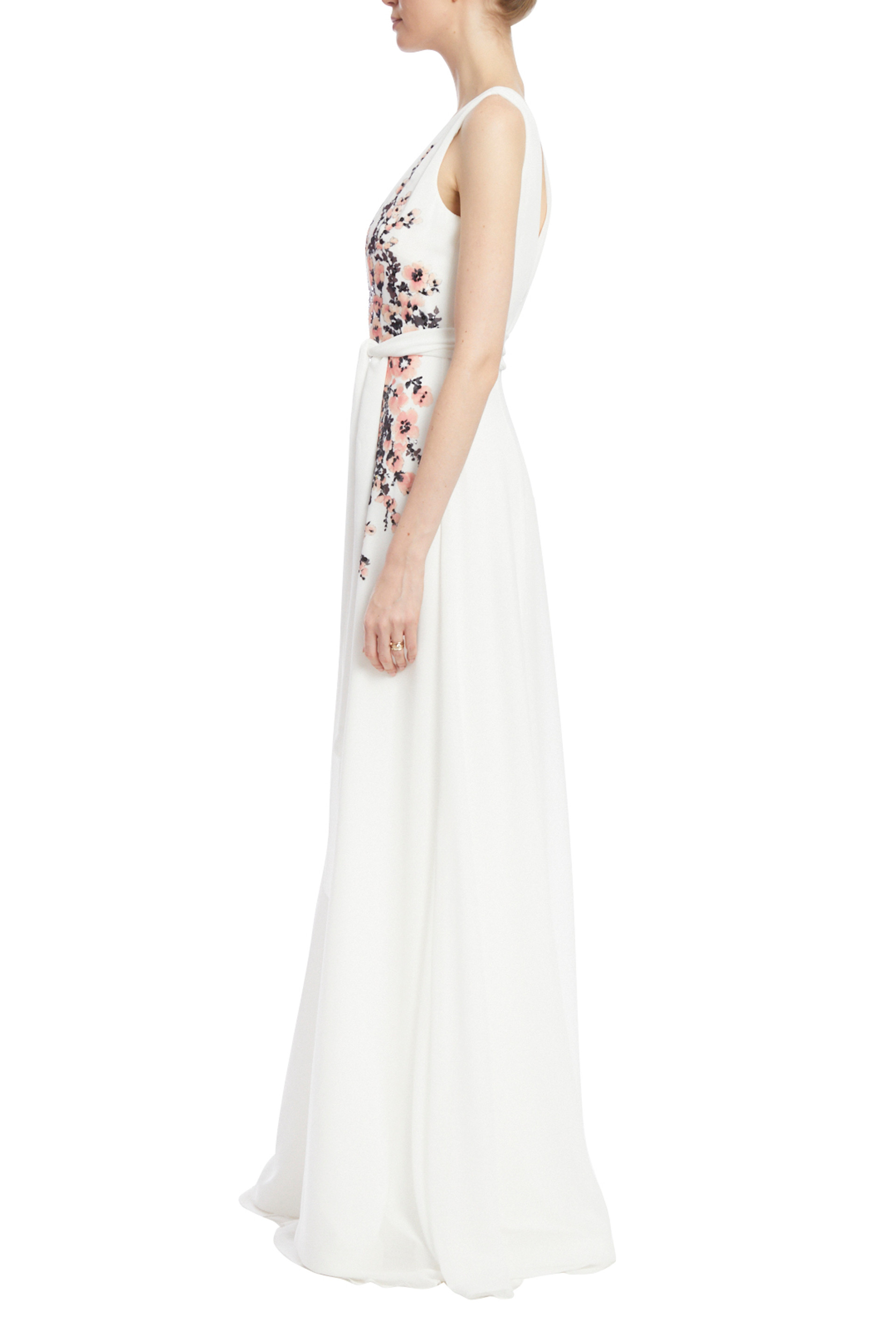 Fit & Flare Placed Floral Gown