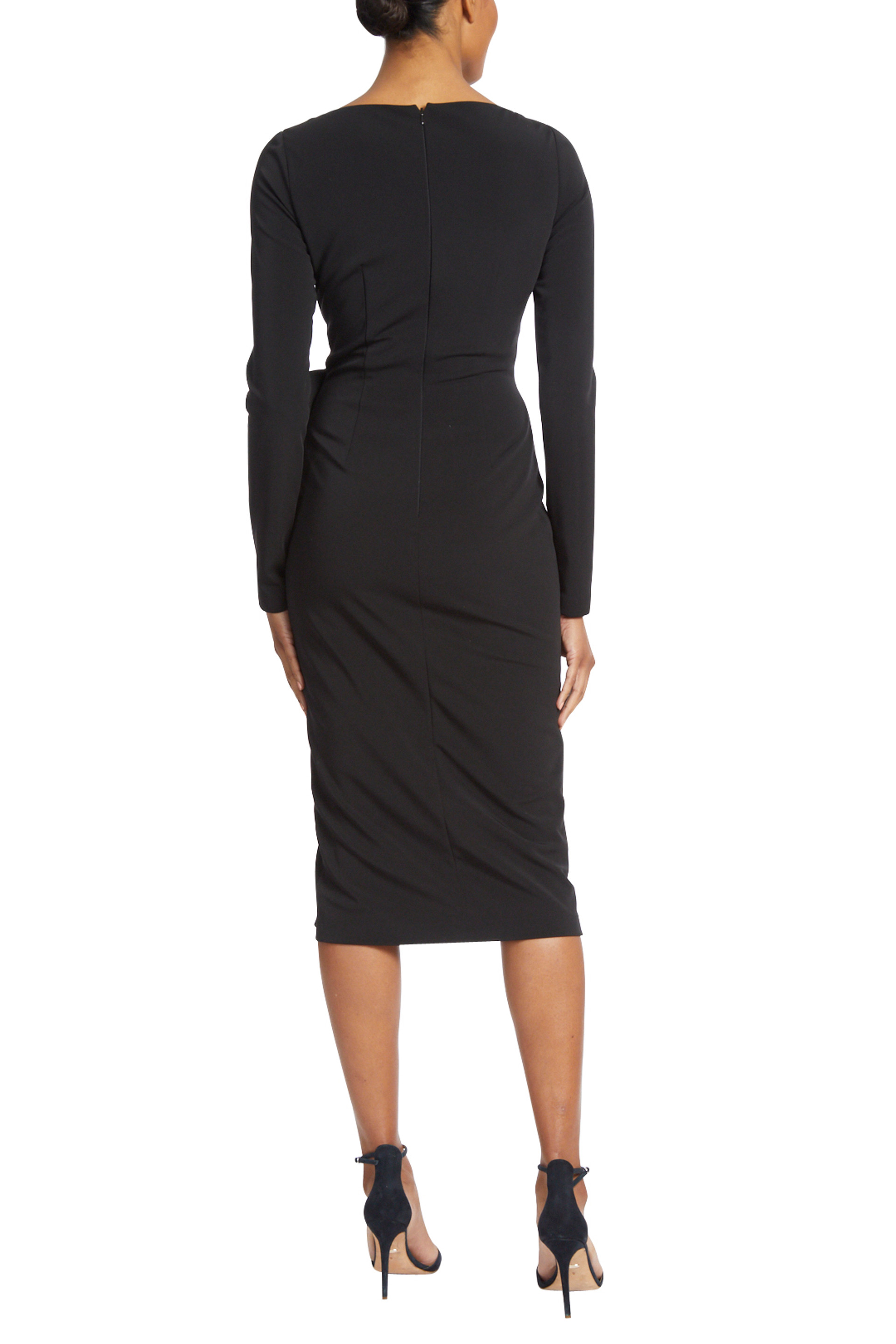 Boat-Neck Bow and Ruffle Cocktail Dress