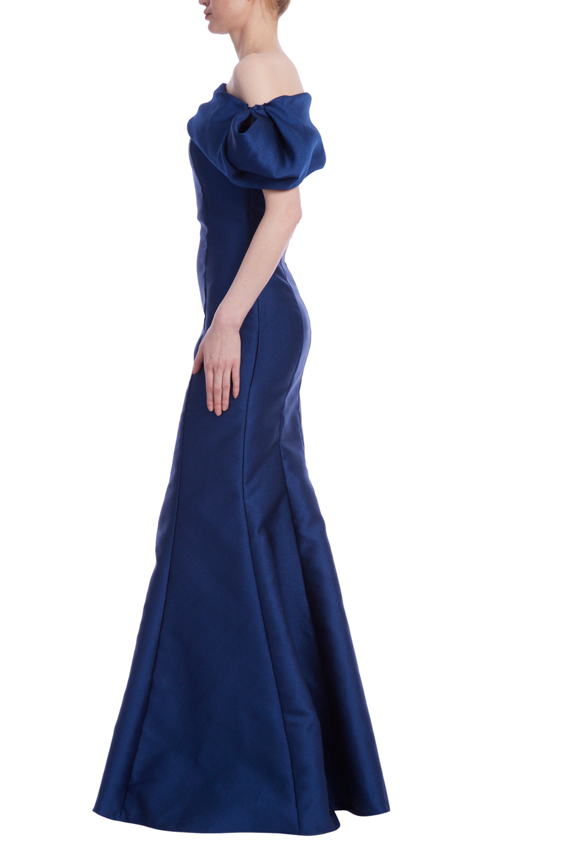 Off the Shoulder Pebble Crepe Mermaid Gown