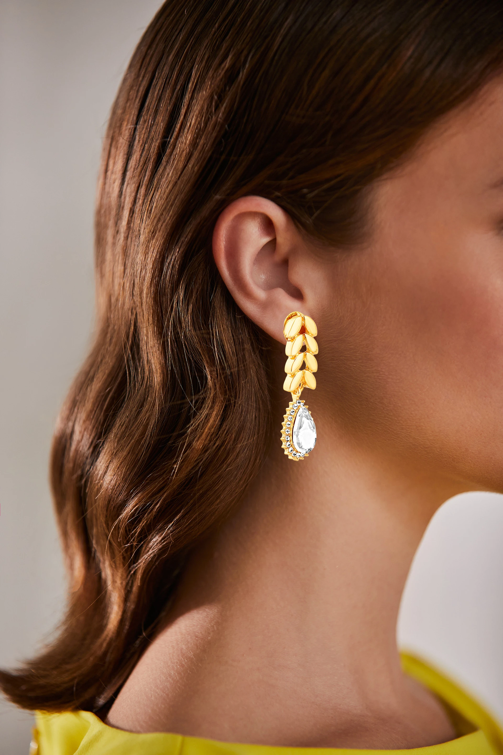 Metal Leaf Teardrop Earrings