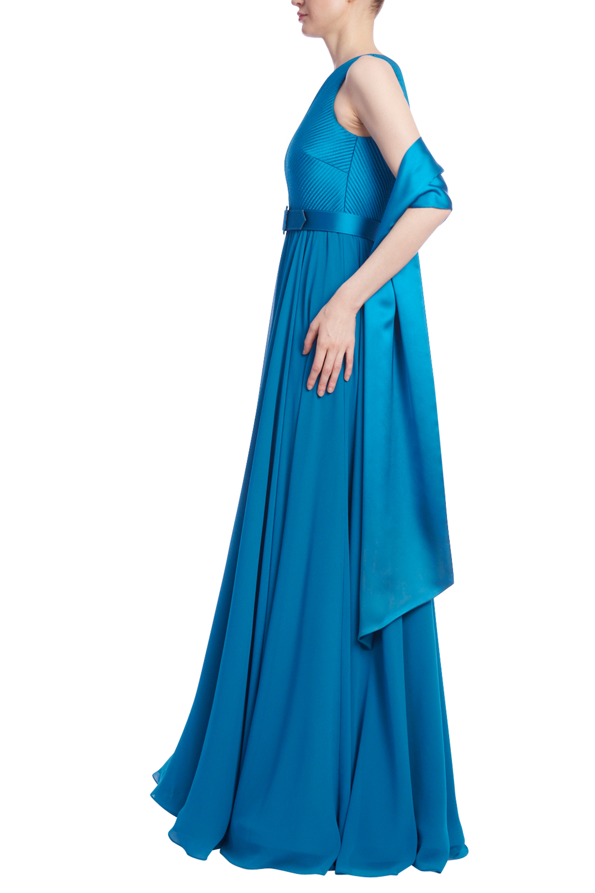 Sleeveless One-Shoulder Gown