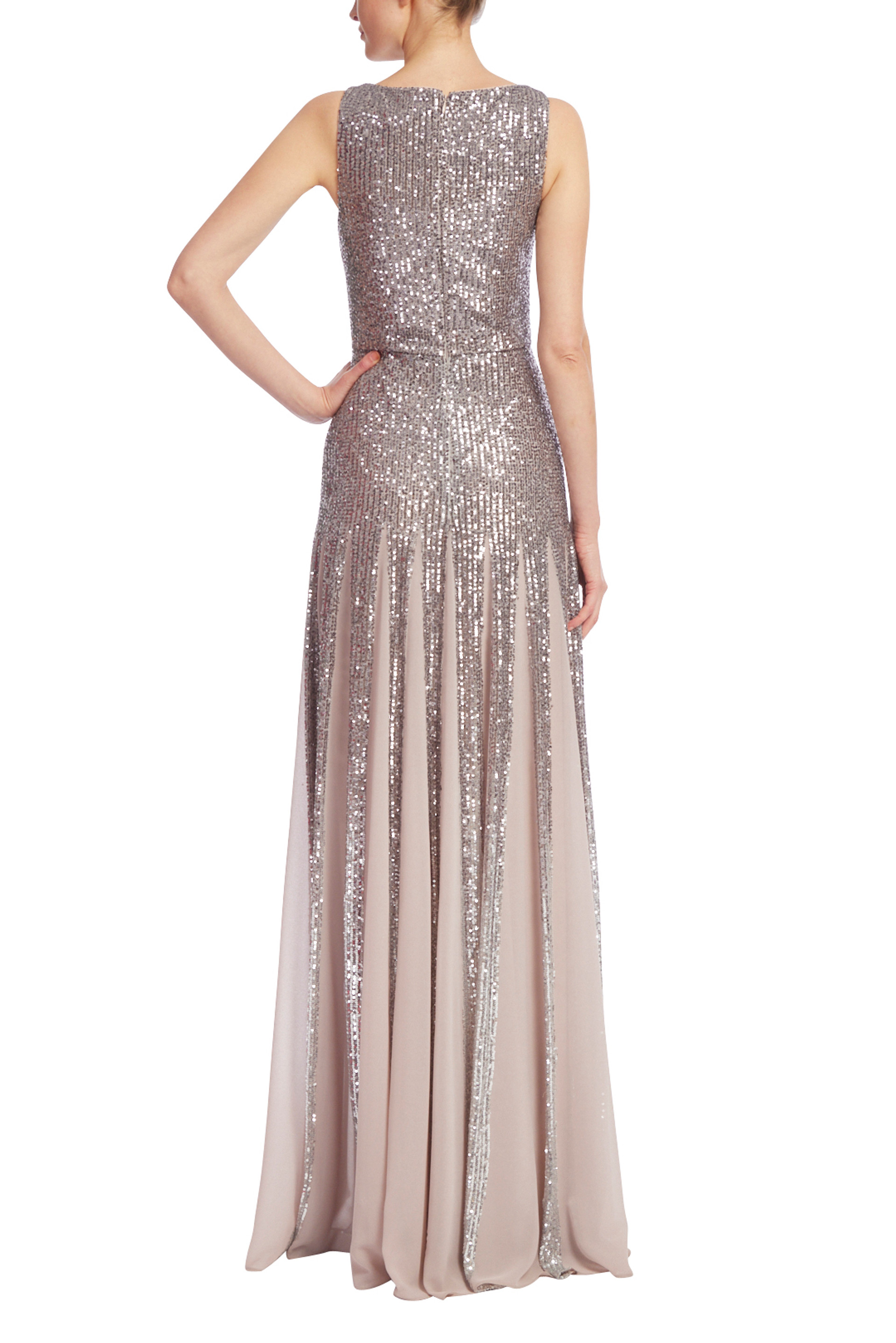 Stunning Sequined Godet Evening Gown
