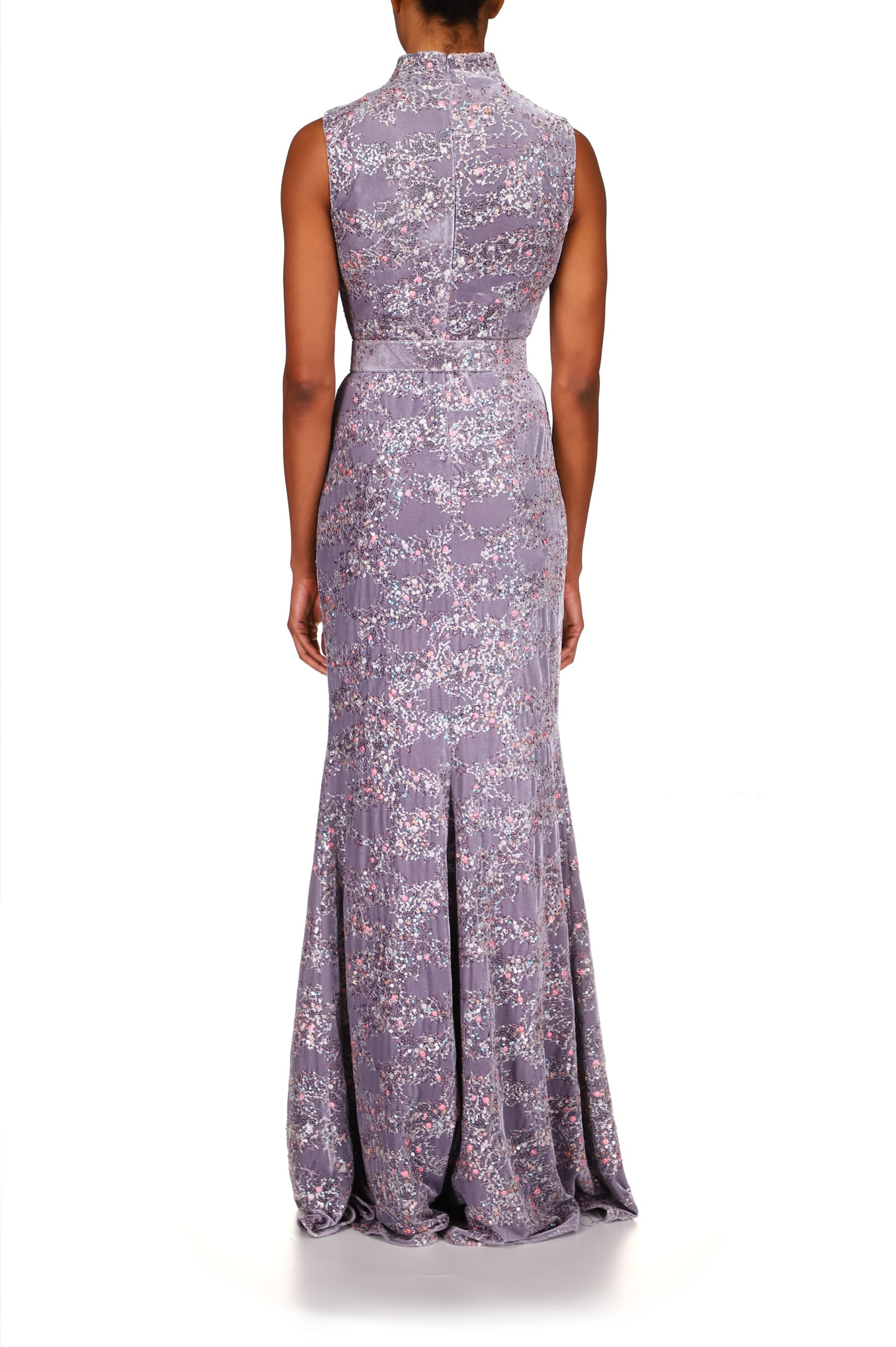 Velvet Floral Print Gown