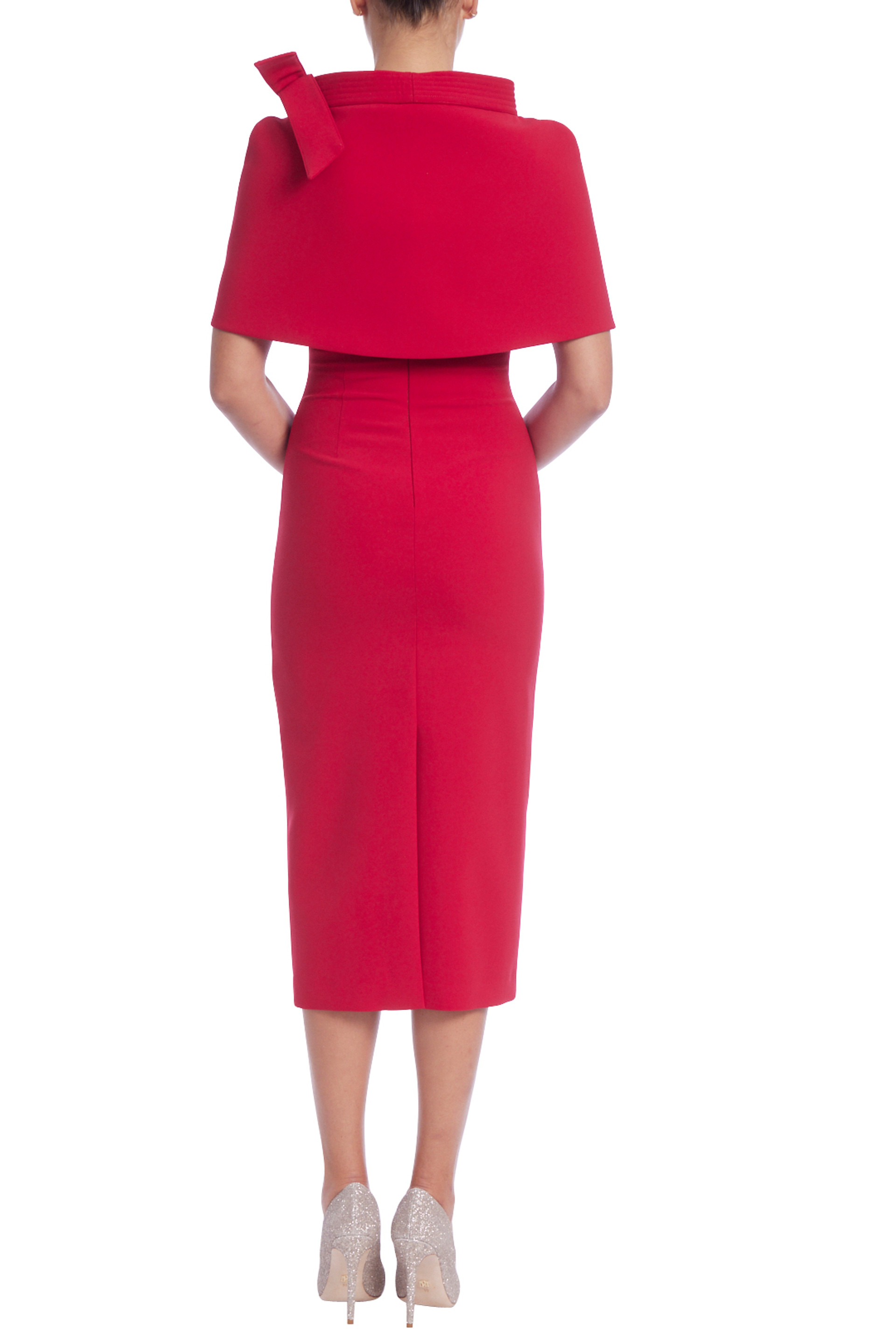 High Neck Sheath Dress with Popover