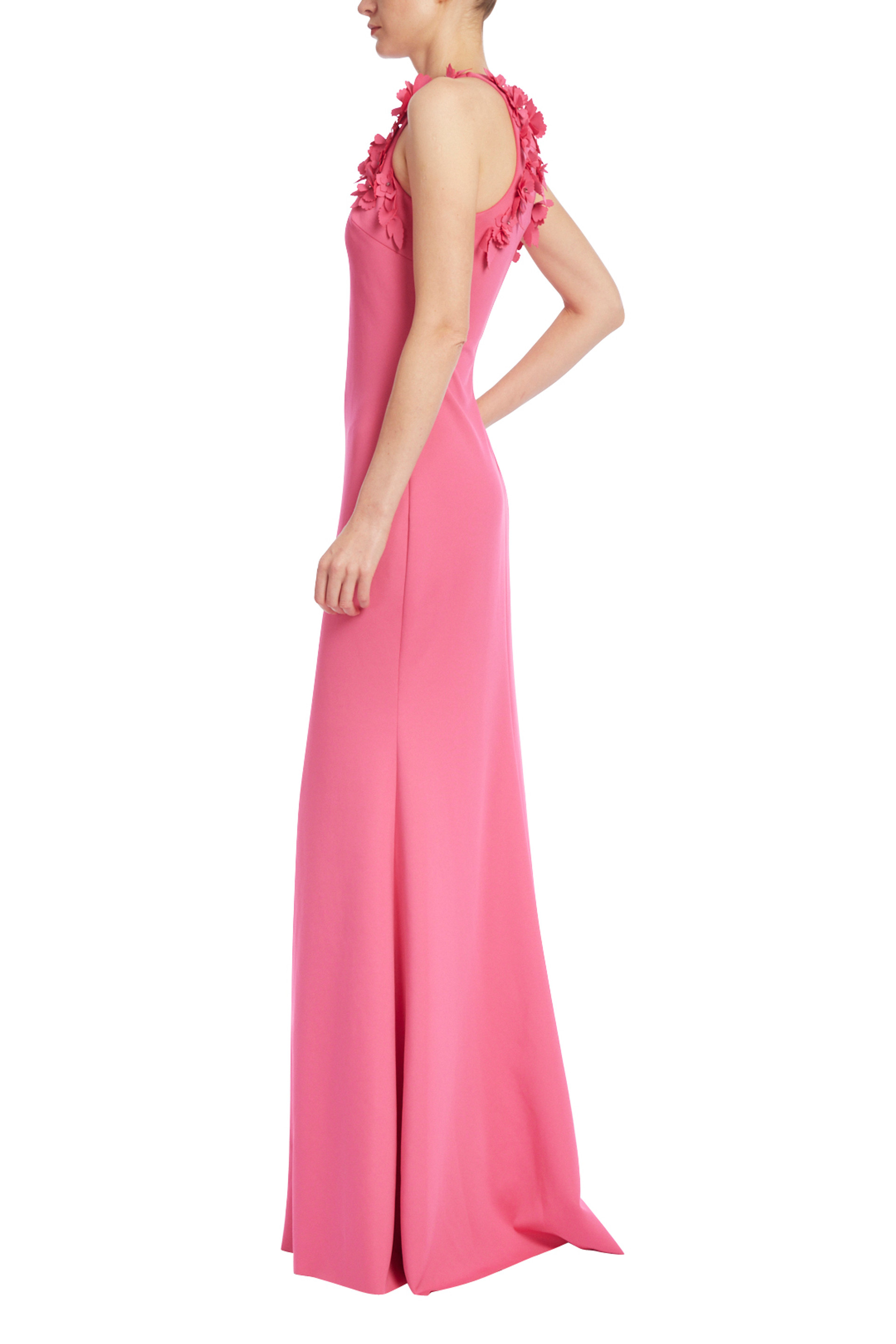 Crystal-Embellished 3D Floral Racer Back Gown