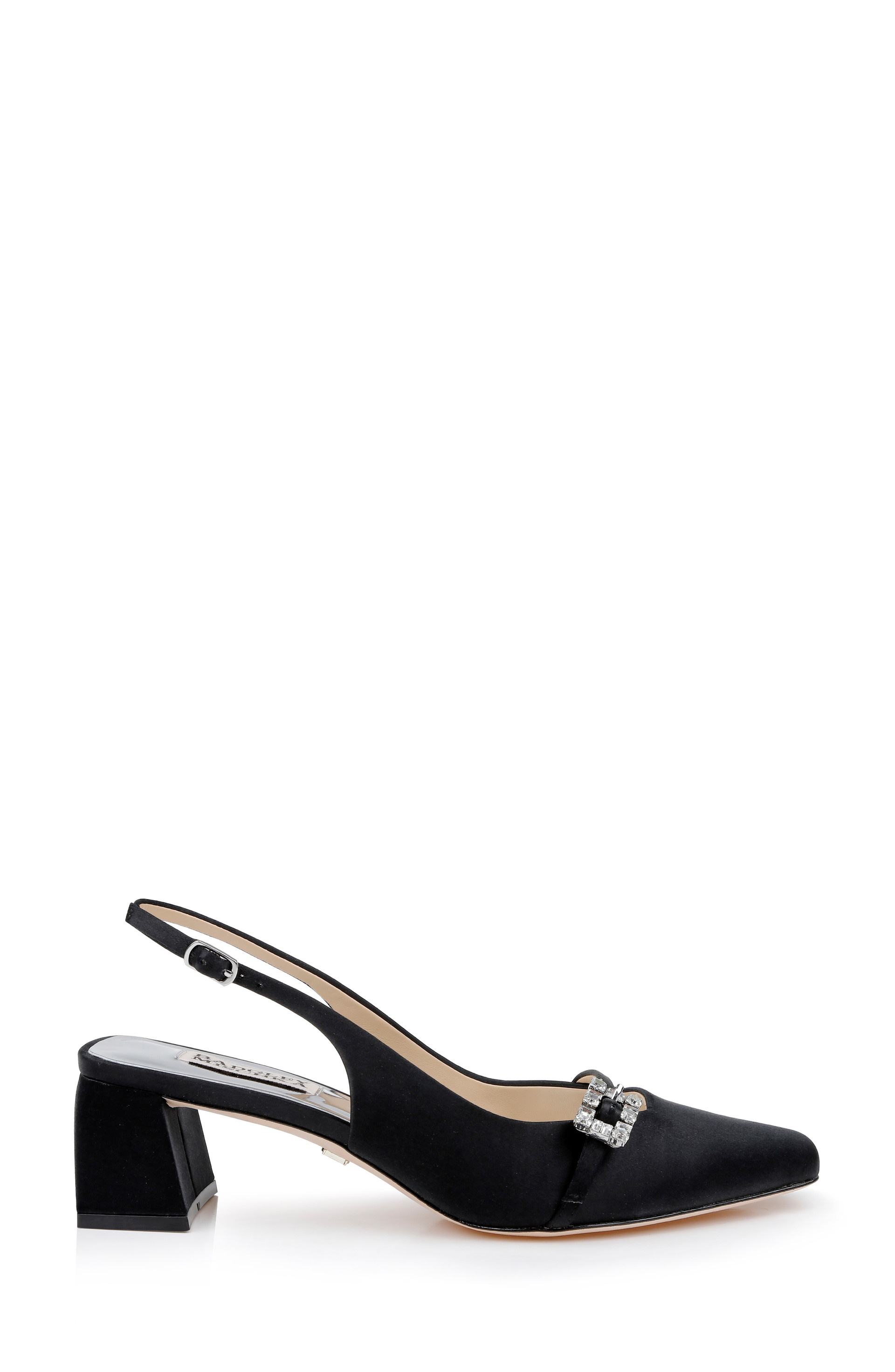 Buena Slingback Block Heels with Crystal Buckle