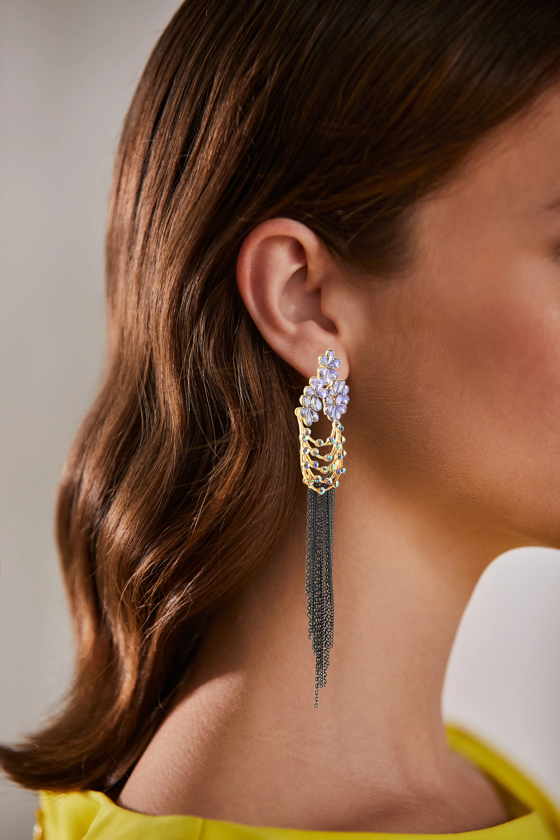 Fringe Floral Statement Earrings