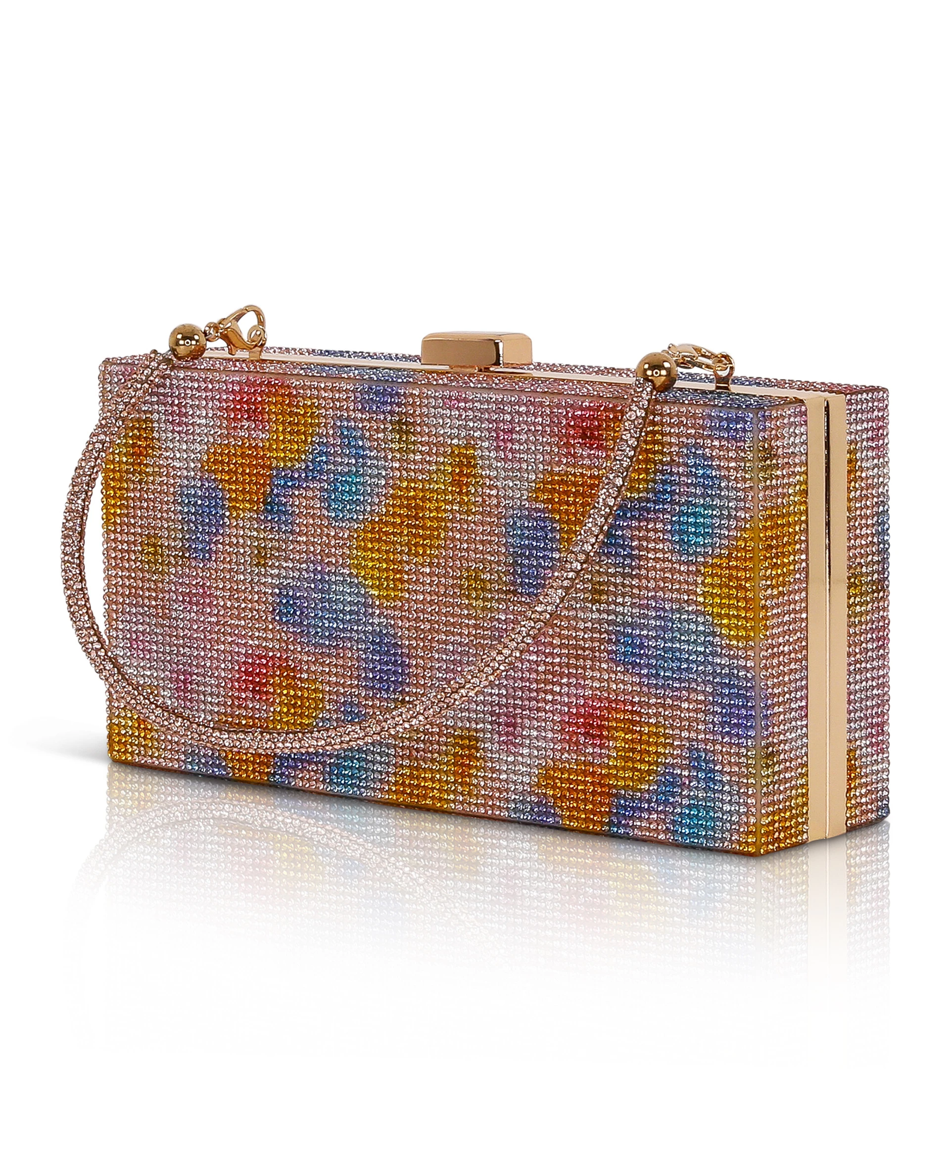 Eden Crystal Floral Pattern Box Clutch