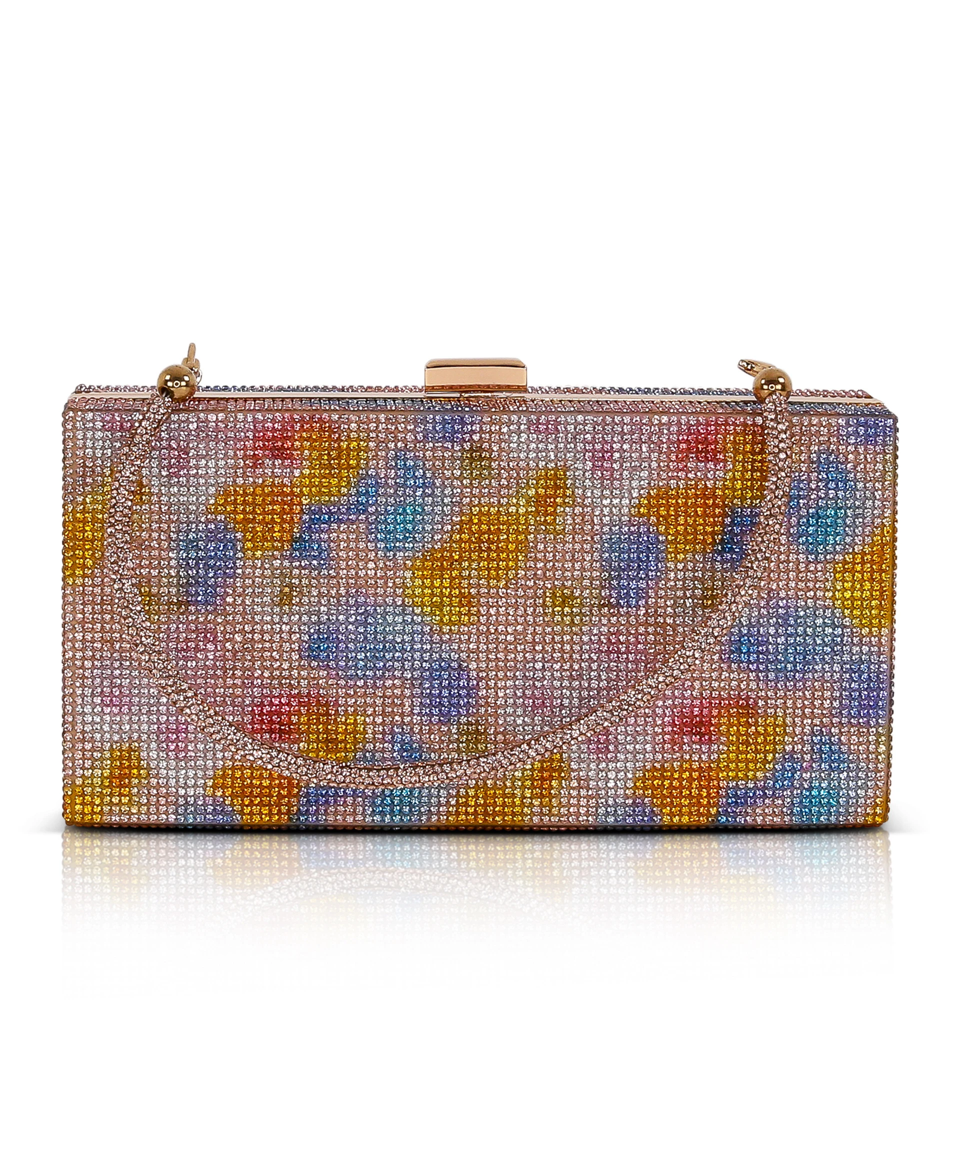 Eden Crystal Floral Pattern Box Clutch