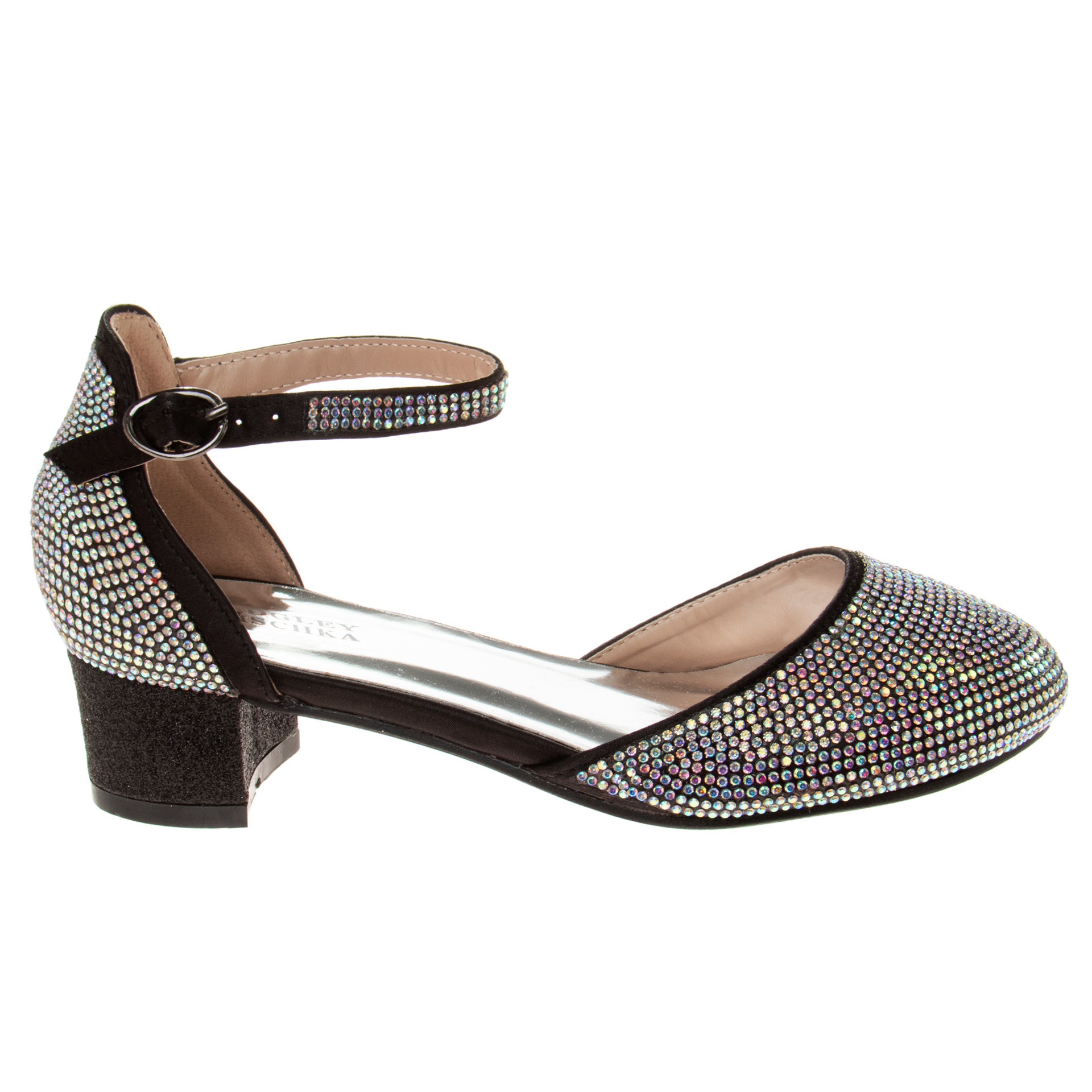 Girlsâ Studded Block Heeled 2-Piece Dress Shoe