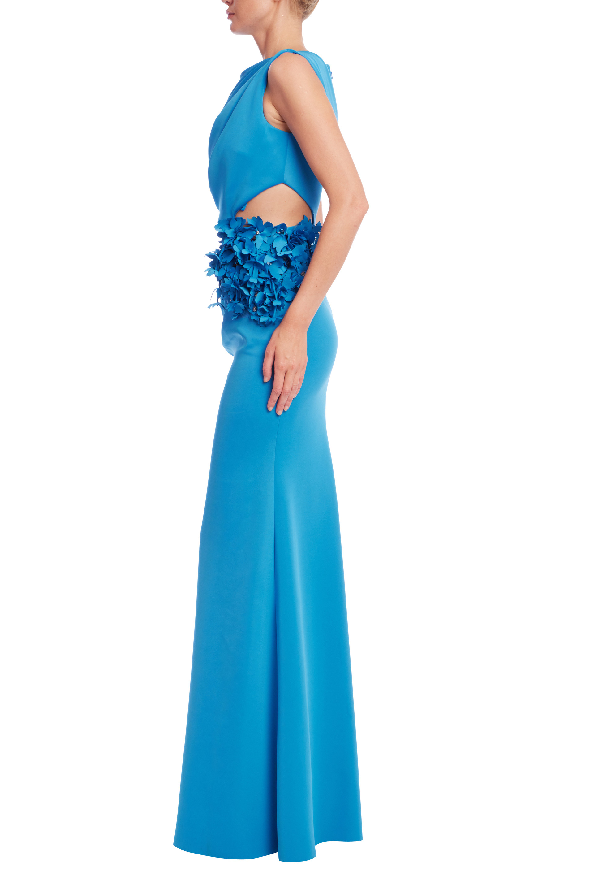 Draped Cutout Column Gown