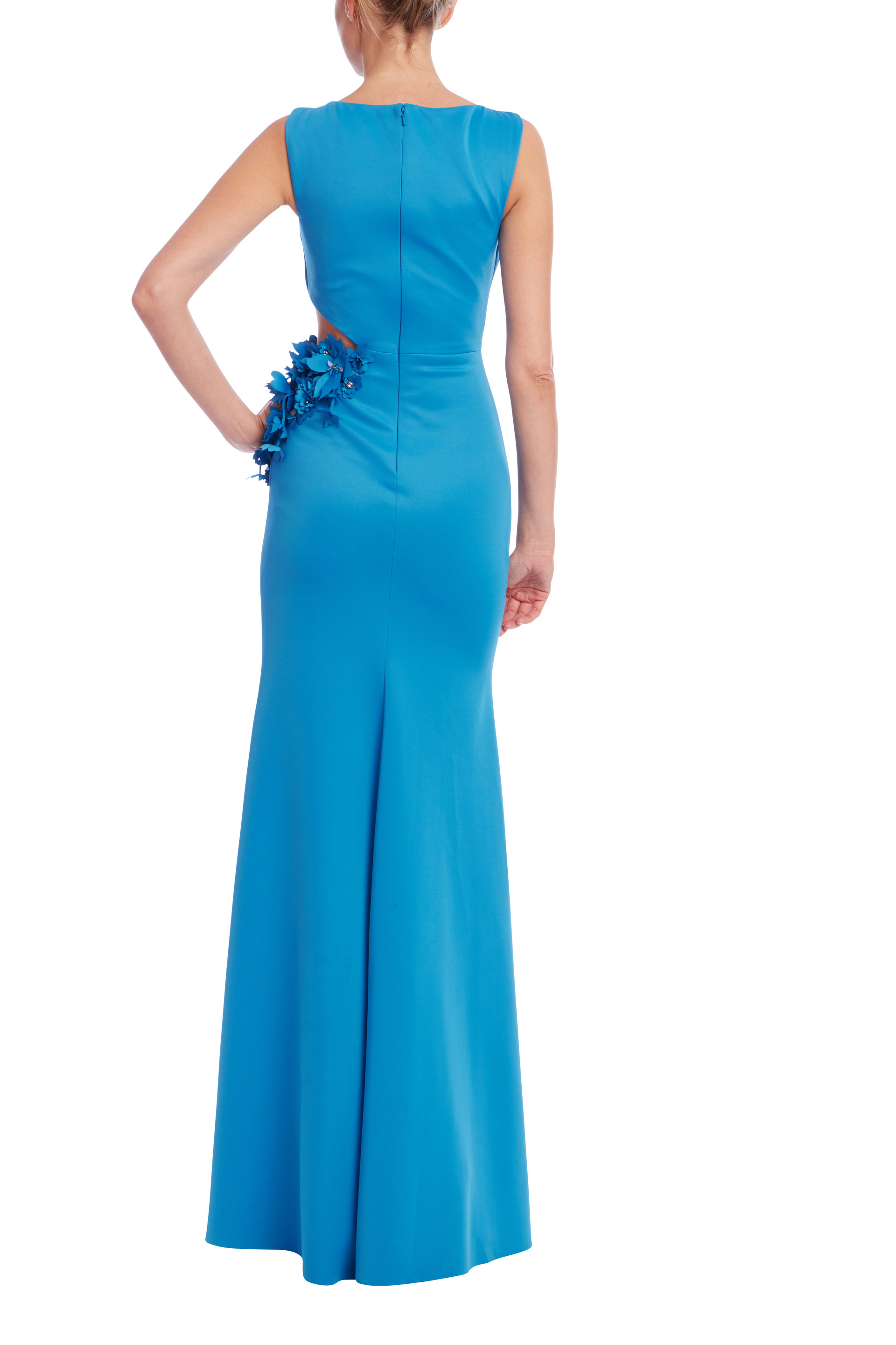 Draped Cutout Column Gown