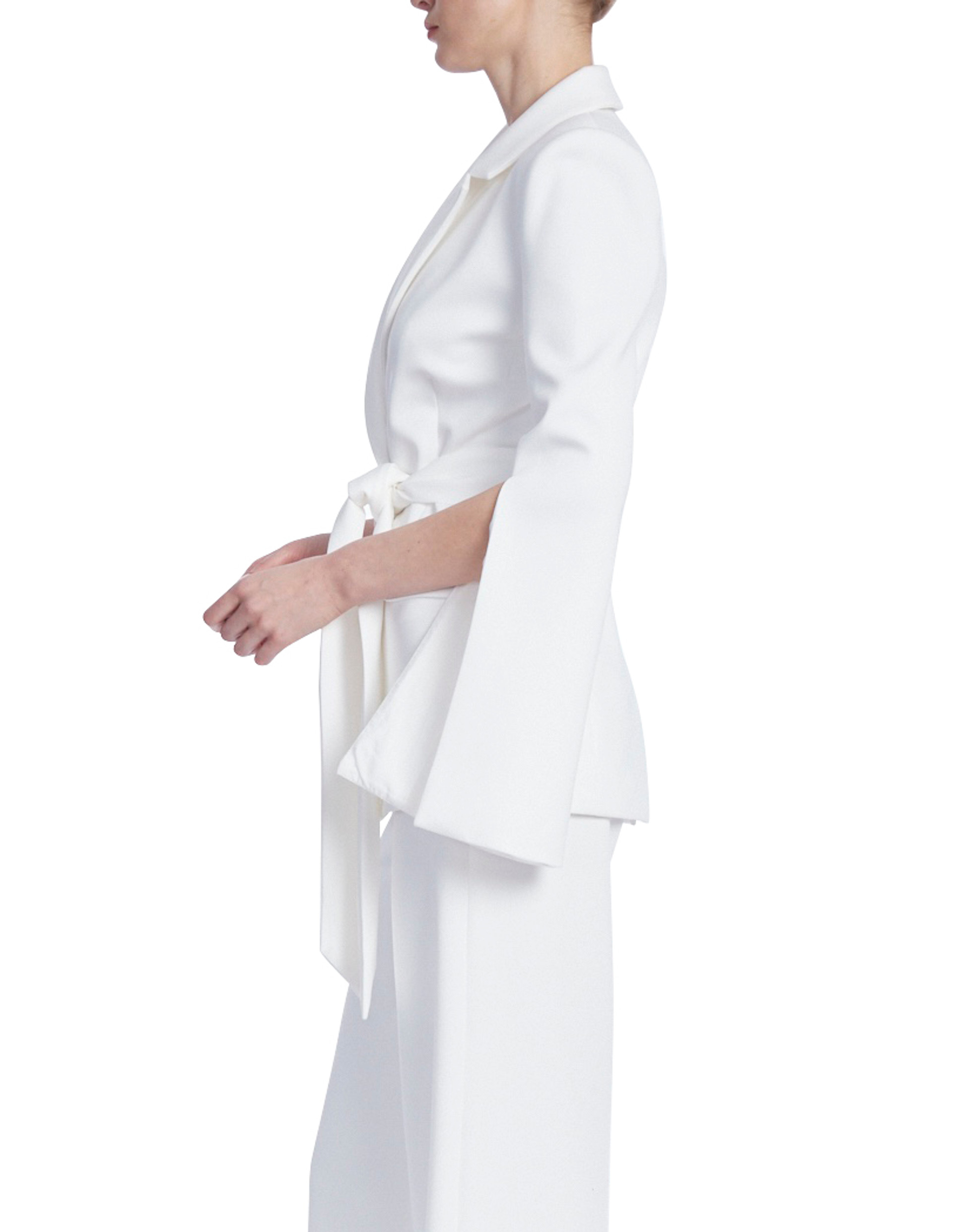 Slit Sleeves Blazer Jacket with Sash