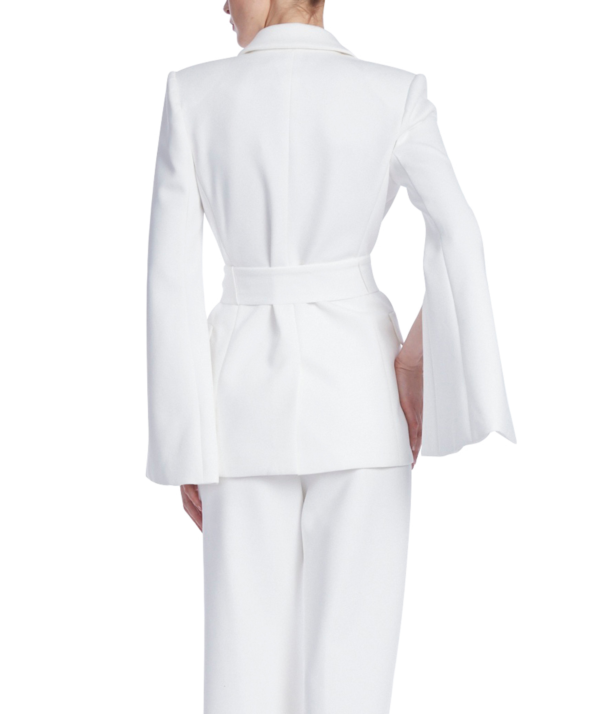 Slit Sleeves Blazer Jacket with Sash