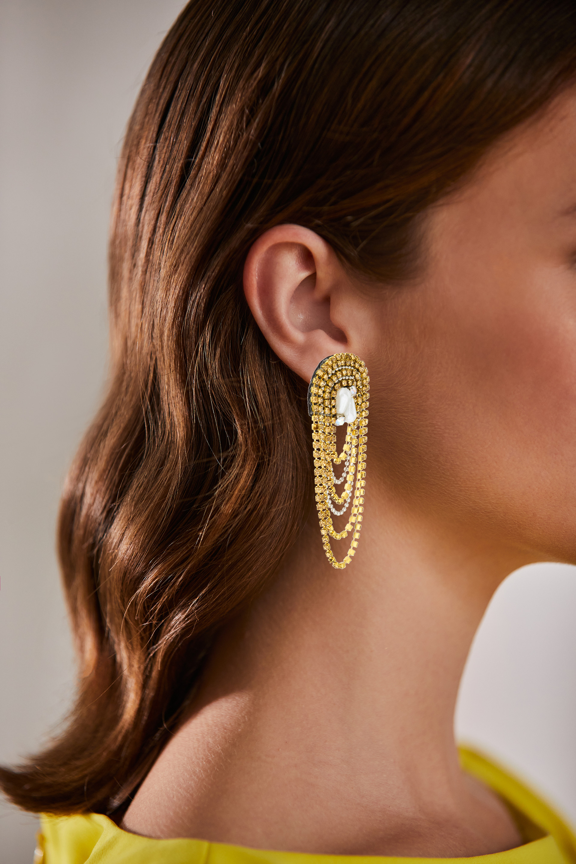 Golden Layered Ball Chain Waterfall Earrings