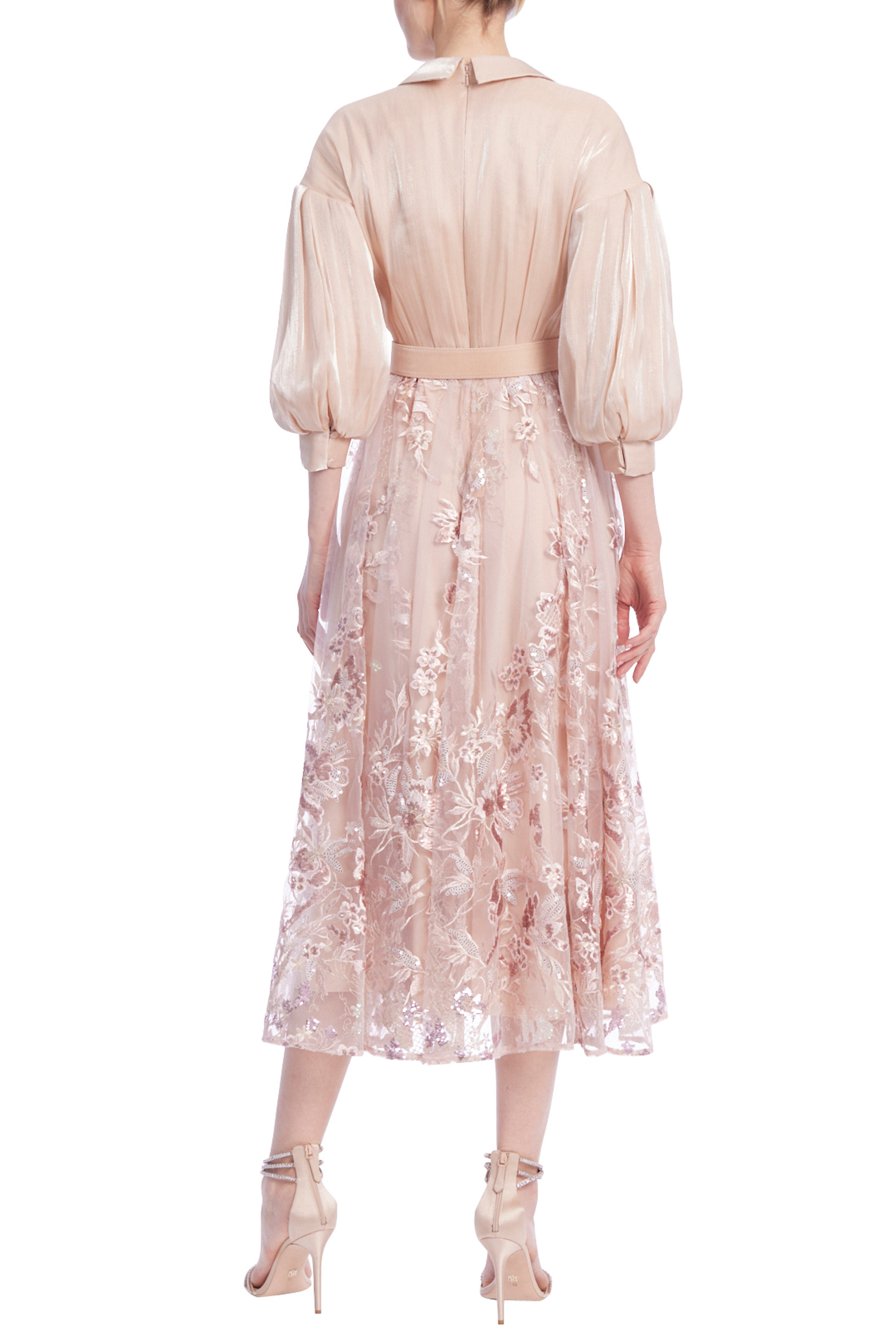 Chiffon Shirt Dress with Lace Skirt