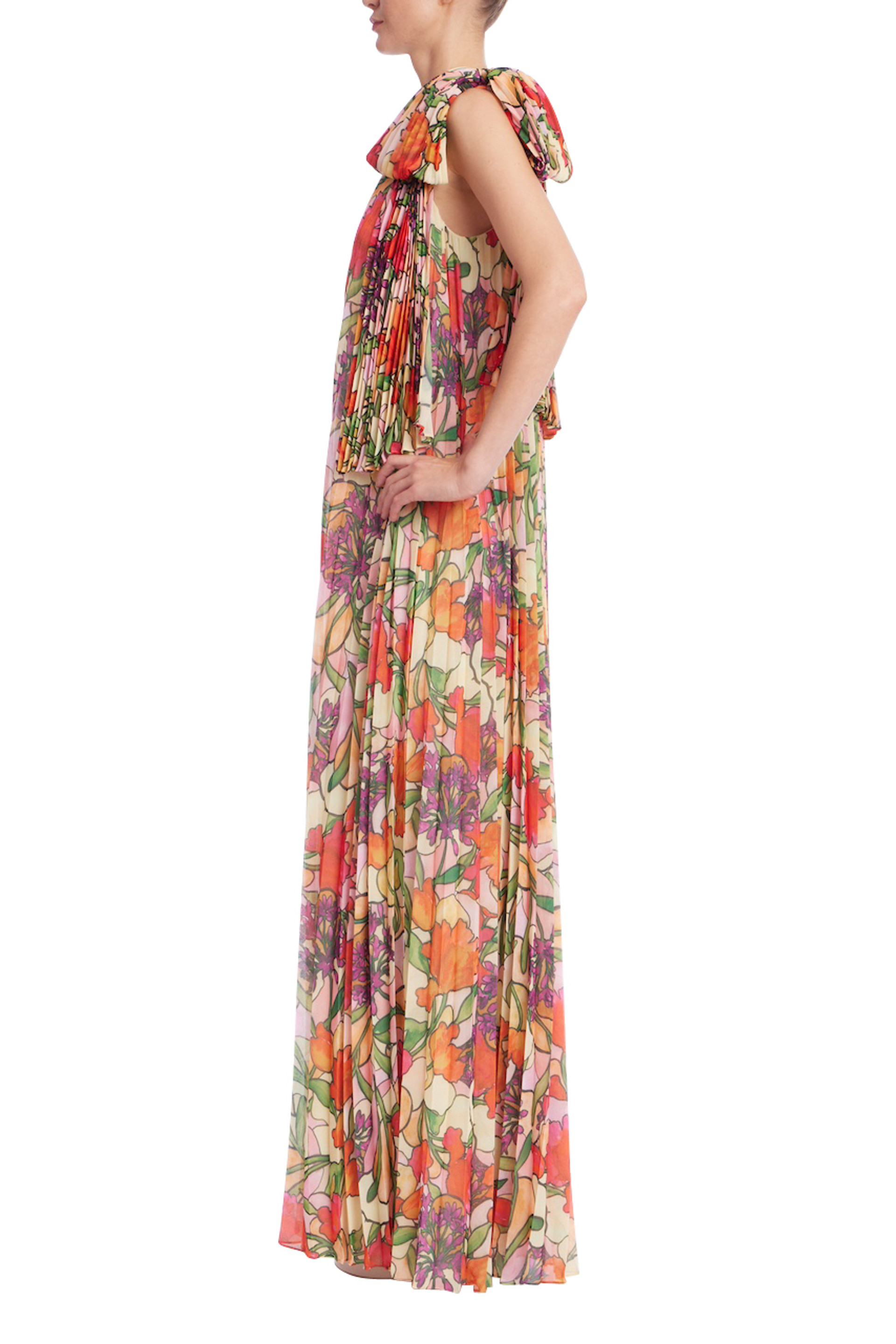 Floral Print One-Shoulder Maxi Dress