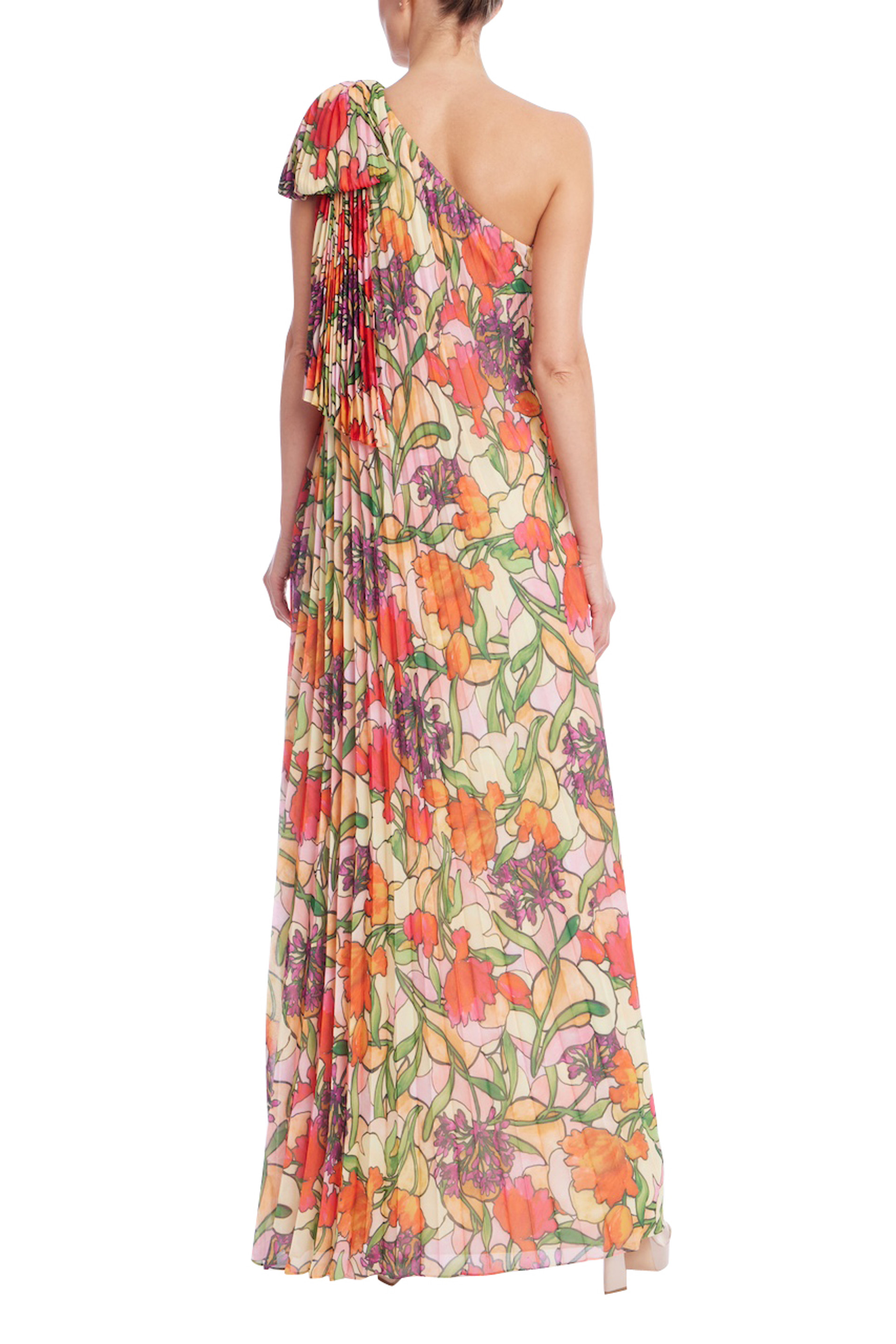Floral Print One-Shoulder Maxi Dress