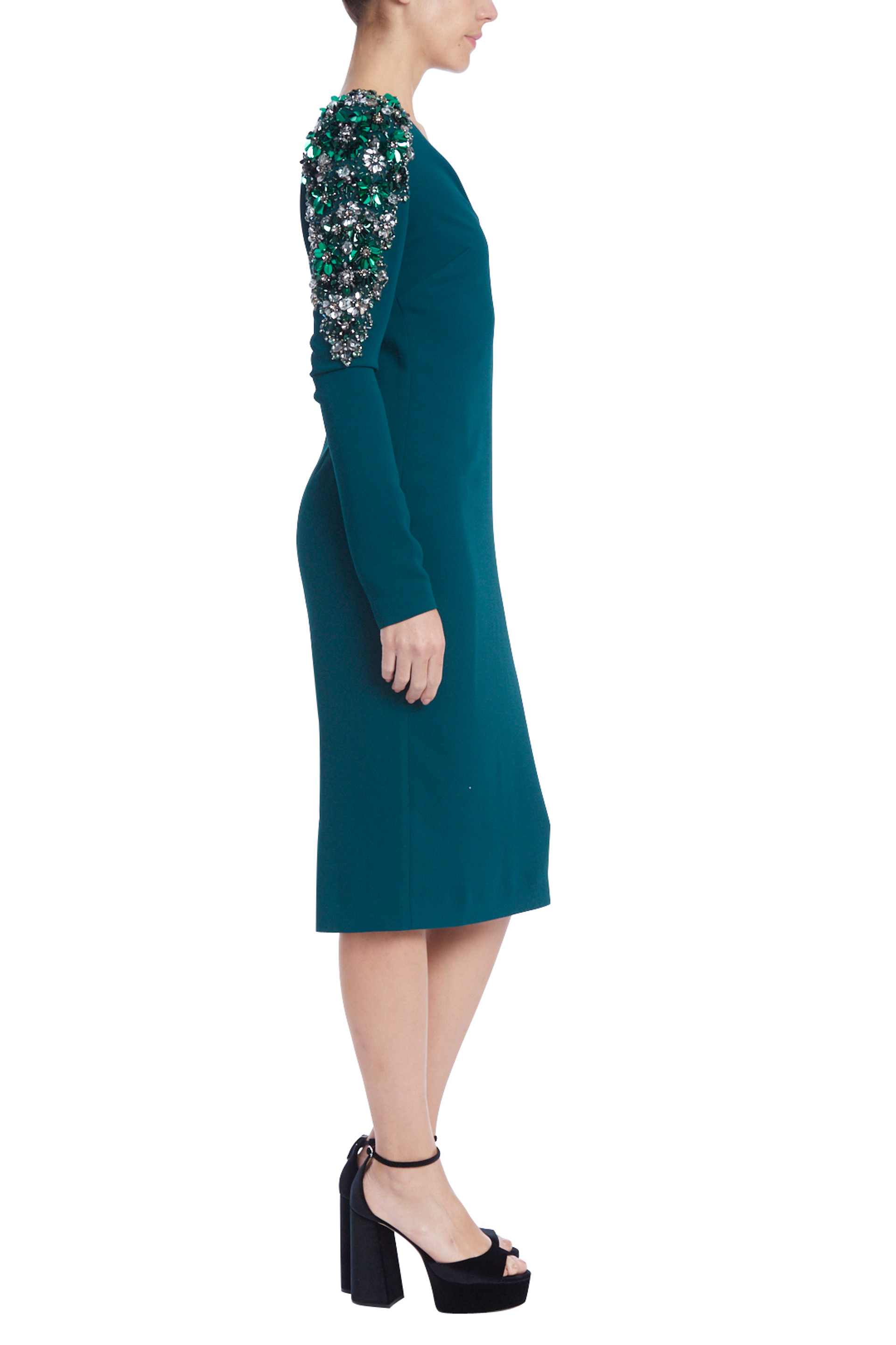 Crystal-Embellished Sleeve Dress
