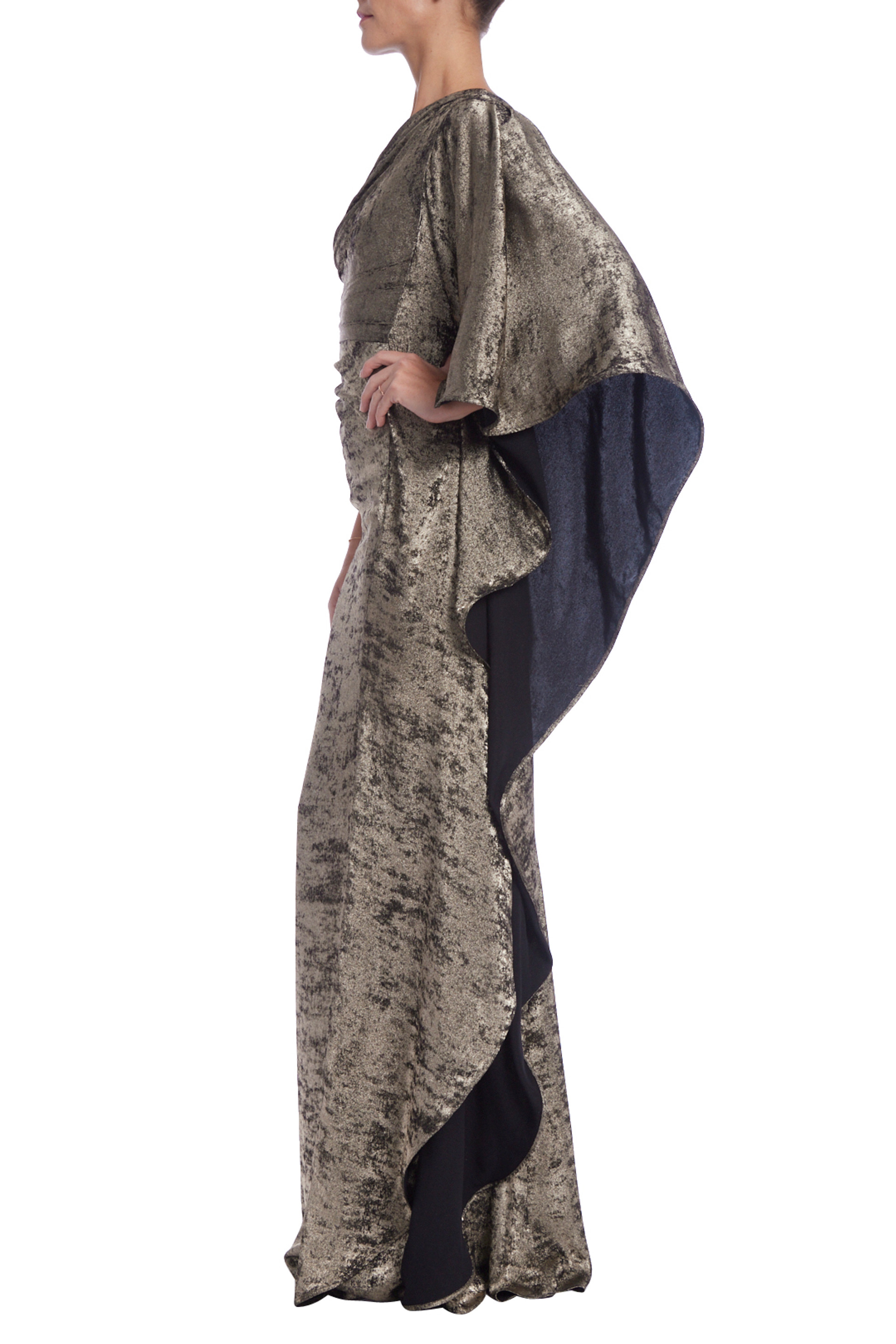 One-Shoulder Foiled Velvet Gown