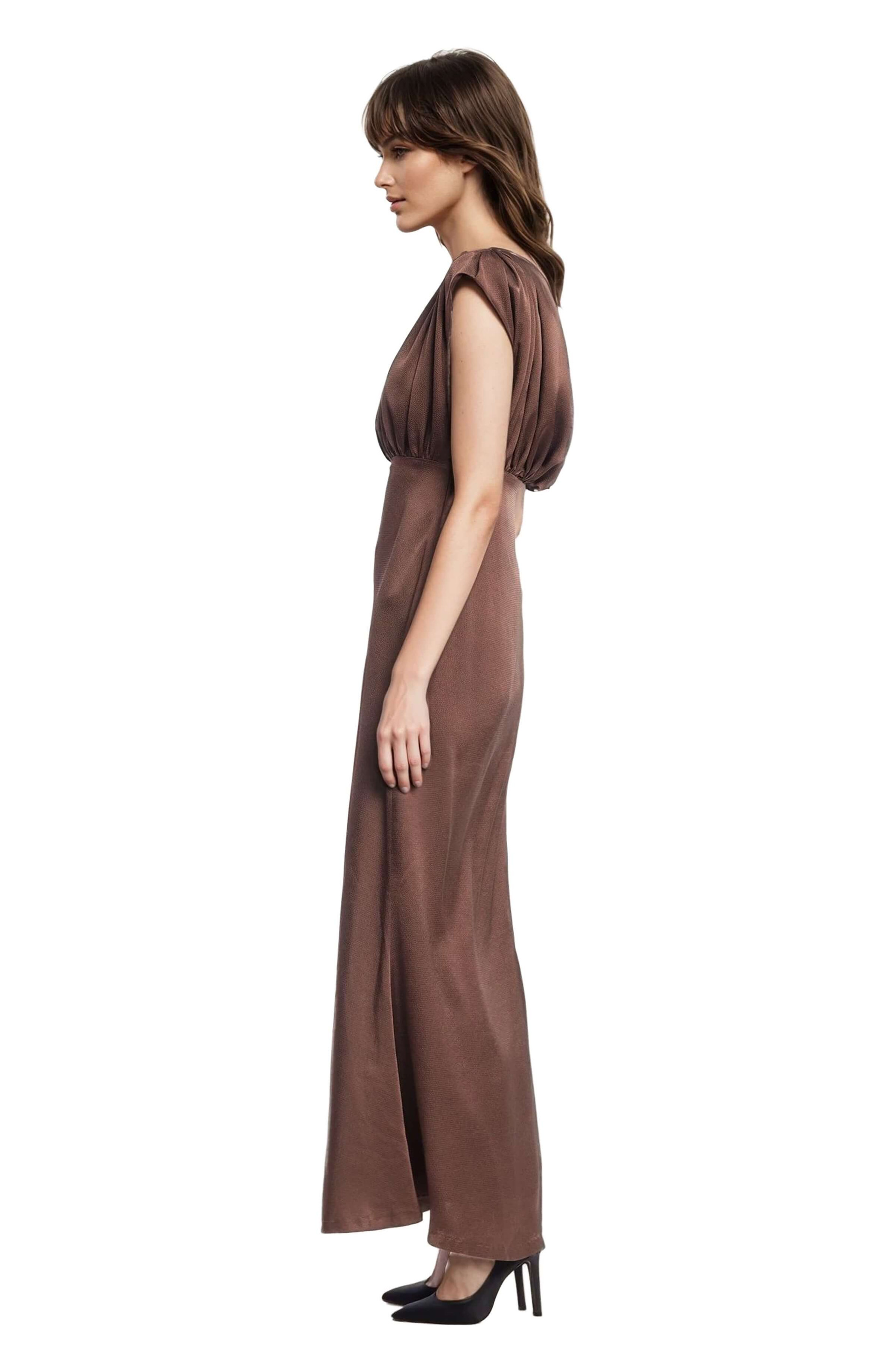 Kelly High Neck Gathered Bodice Gown