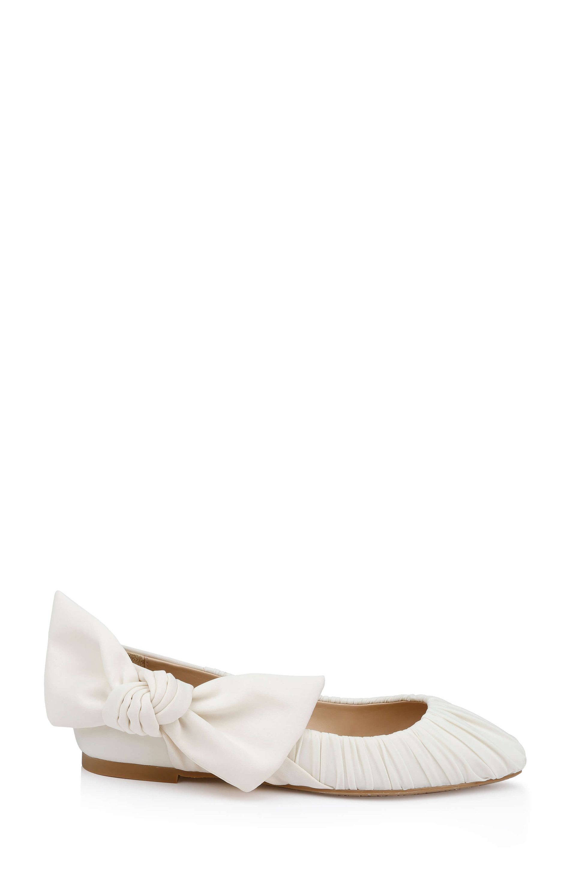 Vayln Ruched Ballet Flats with Oversized Bow