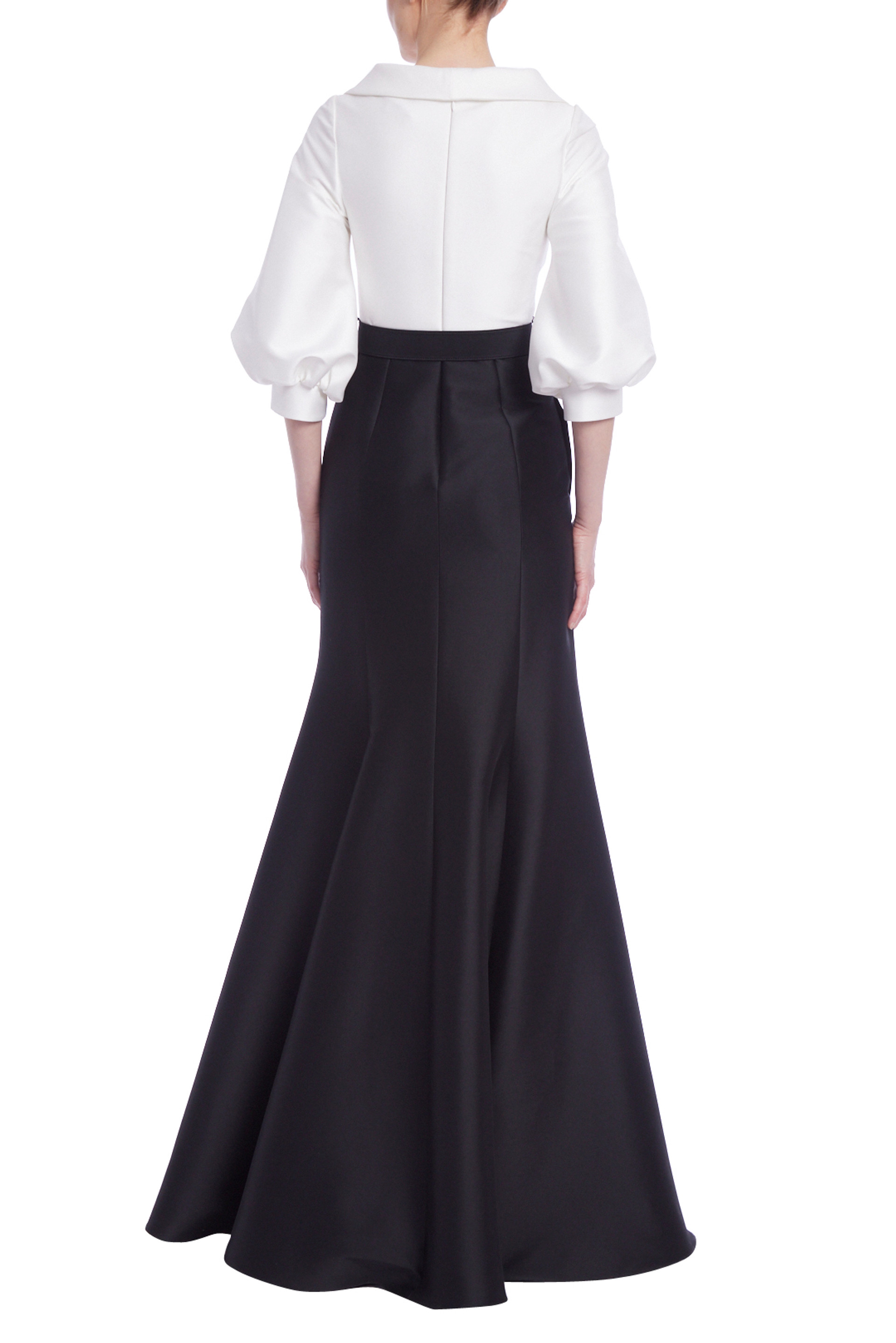 Two-Tone Mikado Belted Shirt Gown