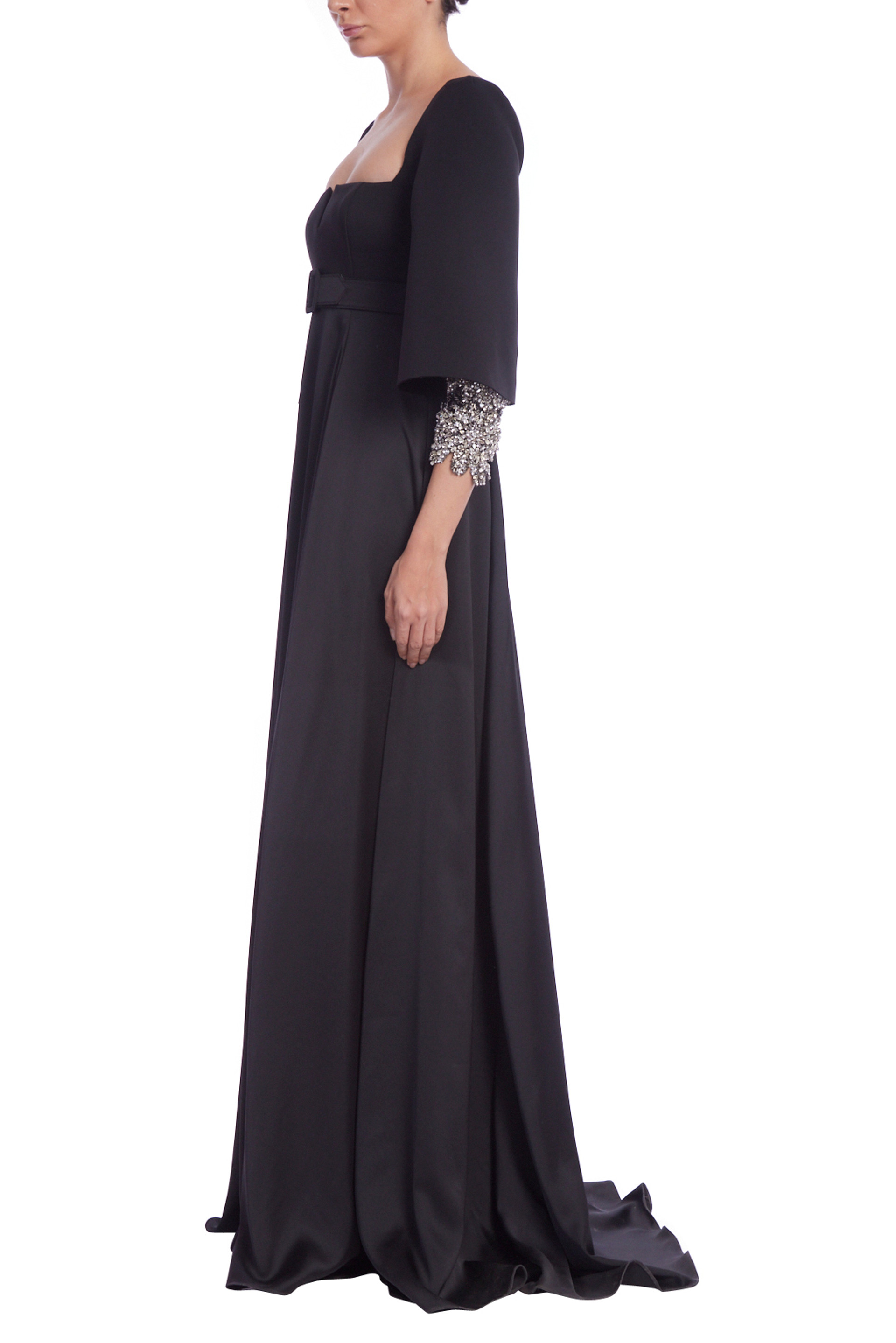 Square Neck Belted Empire Waist Gown